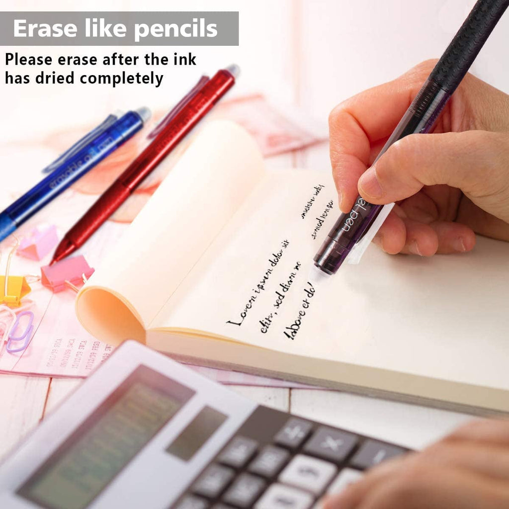 Erasable Gel Pens, 15 Pack Retractable Erasable Pens Clicker, Fine Point, Make Mistakes Disappear, 11 Black 2 Blue 2 Red Inks for Writing Pl - Image 3