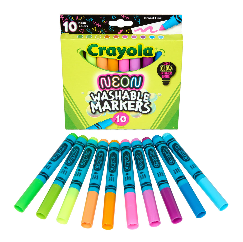 Neon Marker Set (10ct), Art Markers for Kids, 7 Glow in the Dark Marker Colors, Broad Line, Gift for Kids, Ages 3+ - Image 4