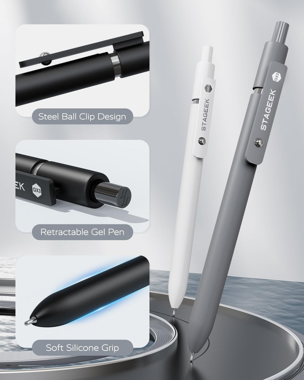 Black Gel Pens , 6Pcs Fine Point Smooth Writing Pens with 3 Extra Refills, Black Ink Pens for Journaling, Writing, Of... - Image 5