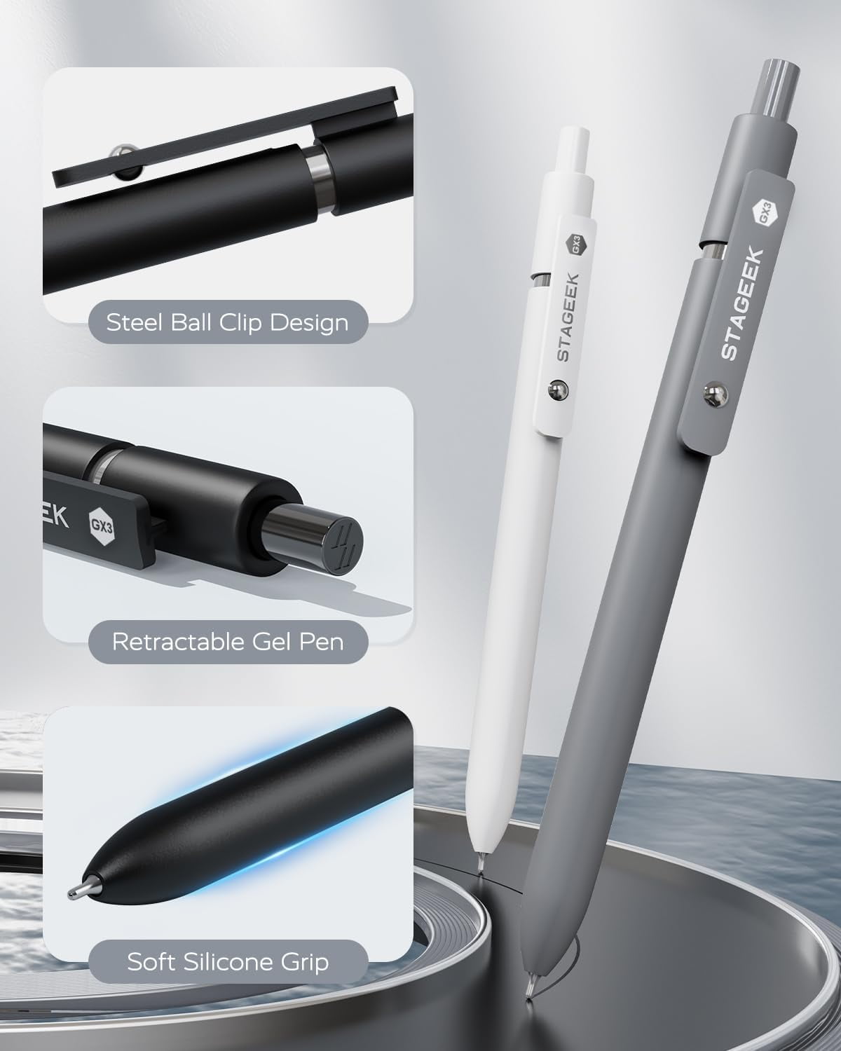 Black Gel Pens , 6Pcs Fine Point Smooth Writing Pens with 3 Extra Refills, Black Ink Pens for Journaling, Writing, Of... - Image 5