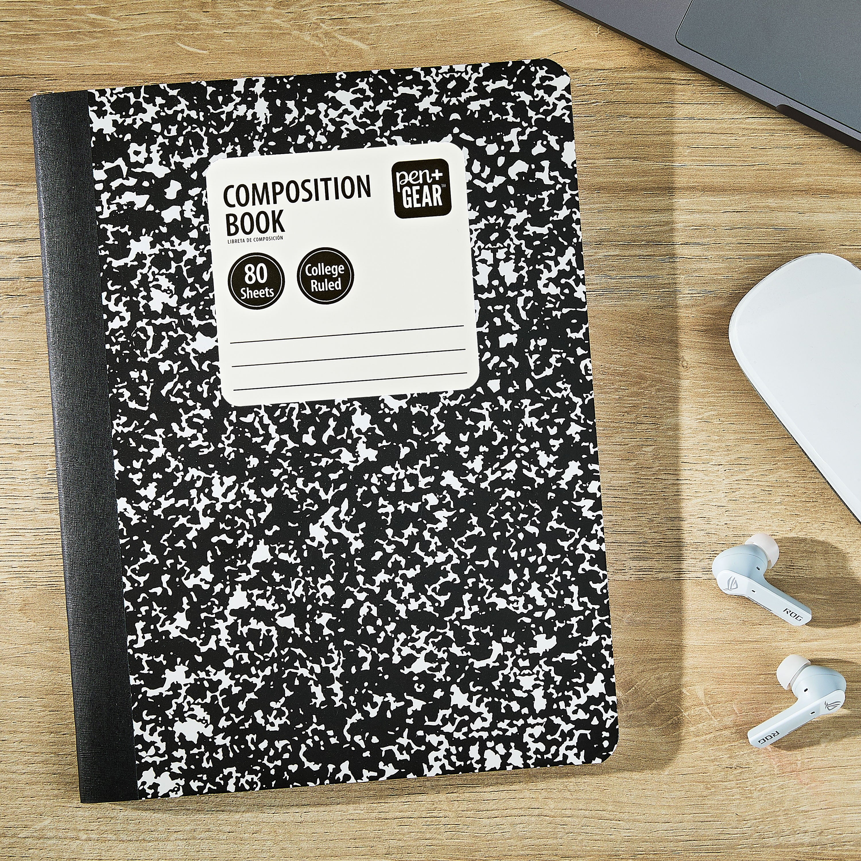 College Rule Composition Book, 7.5" x 9.75", Marble, 80 Sheets, New - Image 2