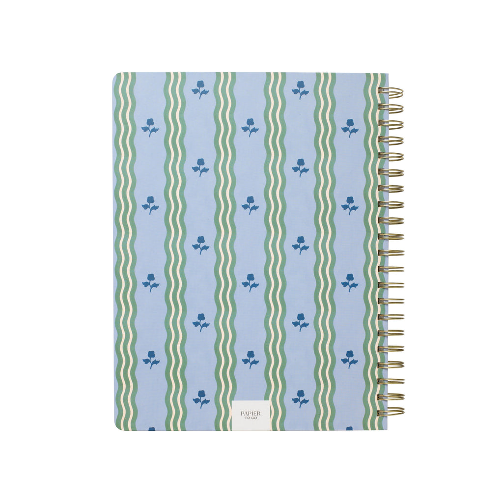 Papier To Go, College Ruled, Lined Notebook, Spiral, Hardcover, B5 Size - 7.1"" x 10"" inches, Stripe and Floral Print - Ric Rac, Blue - Image 2
