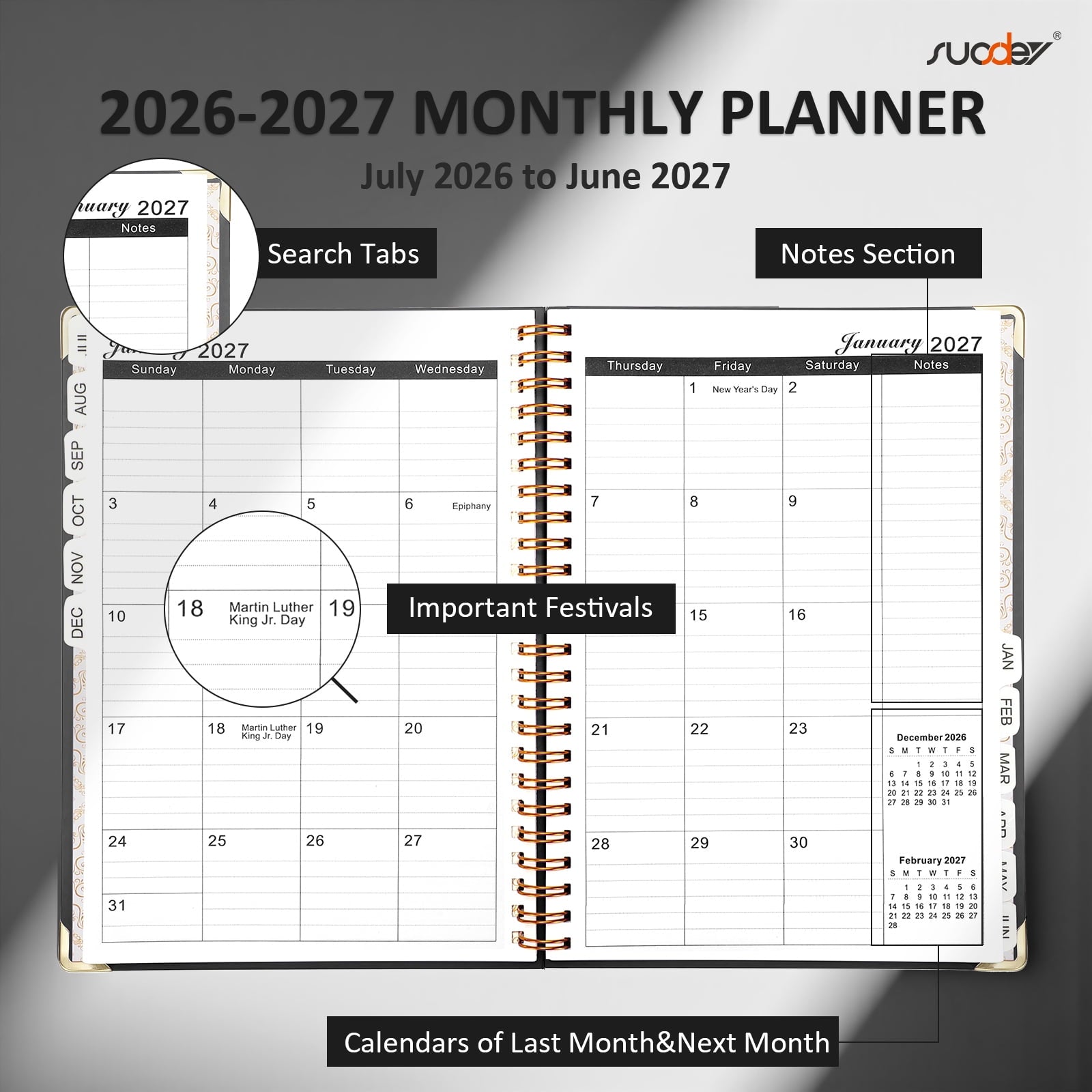2026-2027 Academic Year Planner Calendar Notebook (JUL.2026-JUN.2027,6.3"x8.5")Daily Weekly Monthly Agenda Planner fo... - Image 3