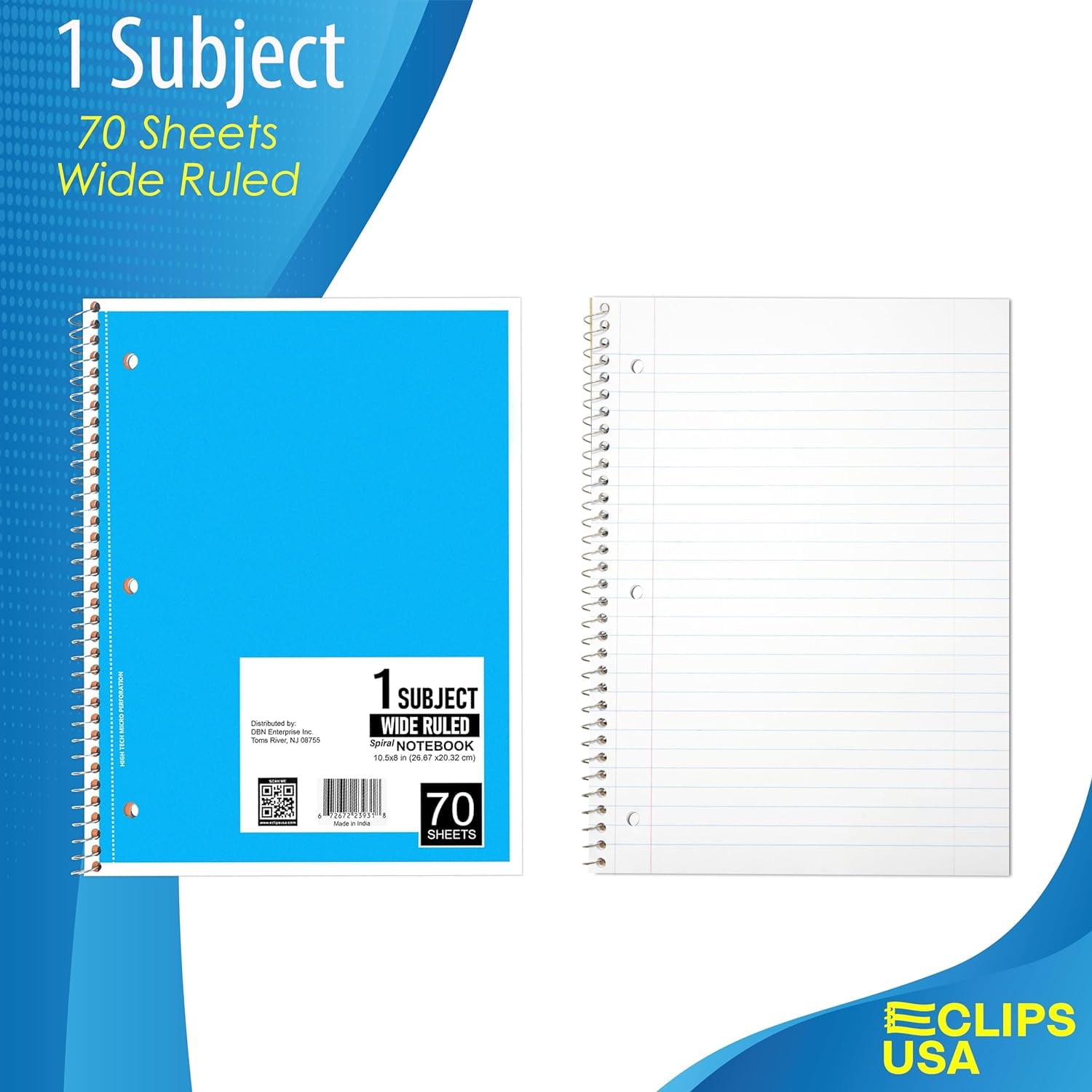 Ruled Single Subject Spiral Notebook, 50 , 70 Sheets, 12 Pack - Image 3