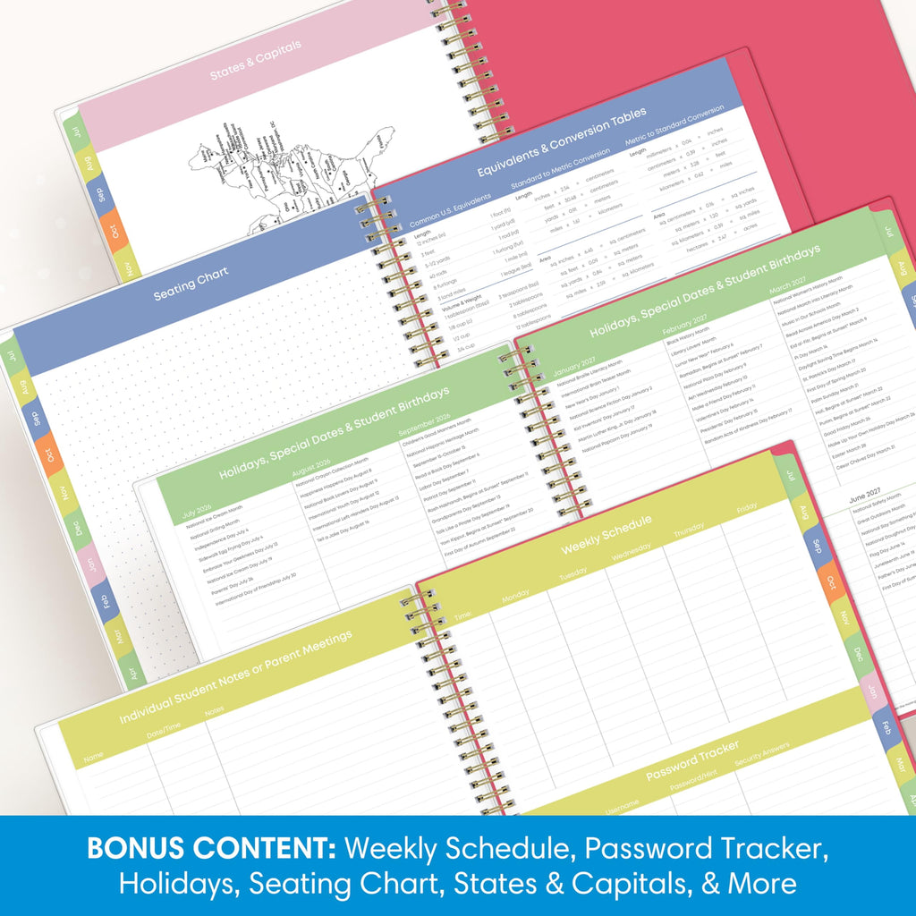 Blue Sky 2026-2027 Weekly and Monthly Academic Year Teacher Lesson Planner Calendar, July 2026 - June 2027, 8.5" x 11", Flexible Cover, Wire - Image 5