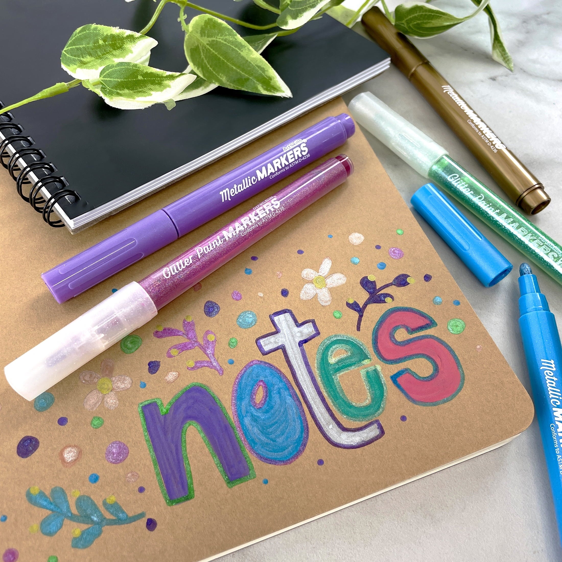 ArtSkills Metallic & Glitter Art Markers for Kids, 12 Pieces - Image 6