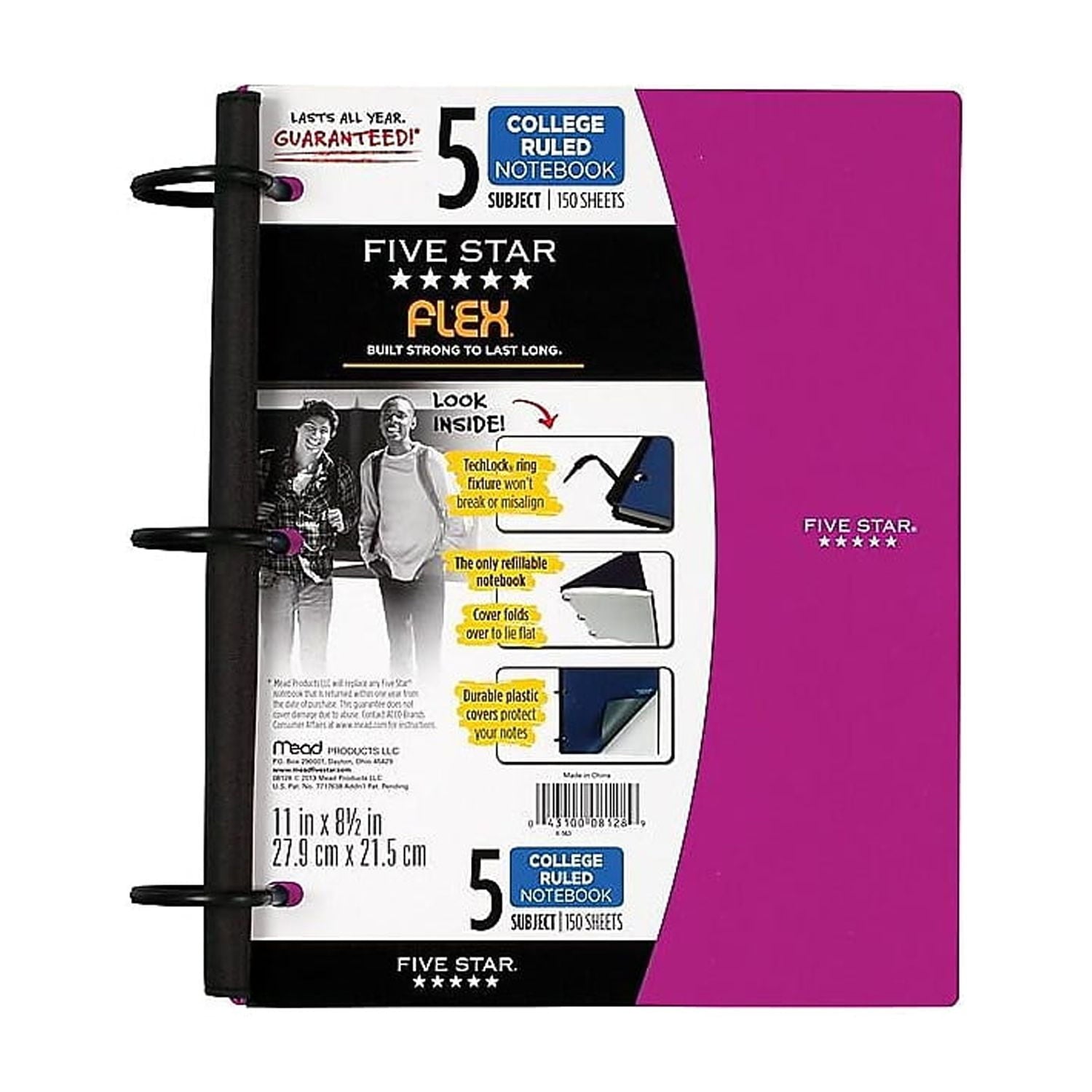 Five Star 5-Subject Notebook 8.5 x 11 08128 - Image 4