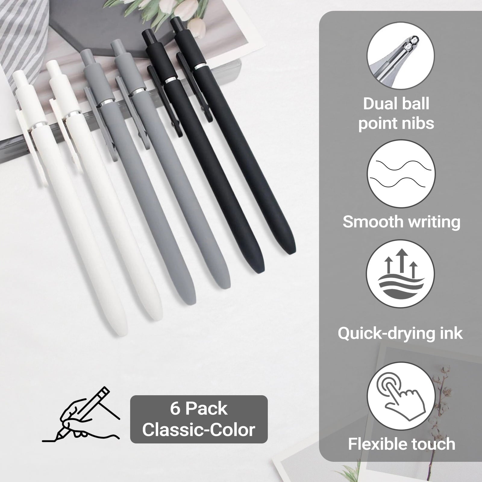 Set, Retractable , Quick Drying Ink , Fine Nib, Advanced Smooth Writing , Aesth - Image 3