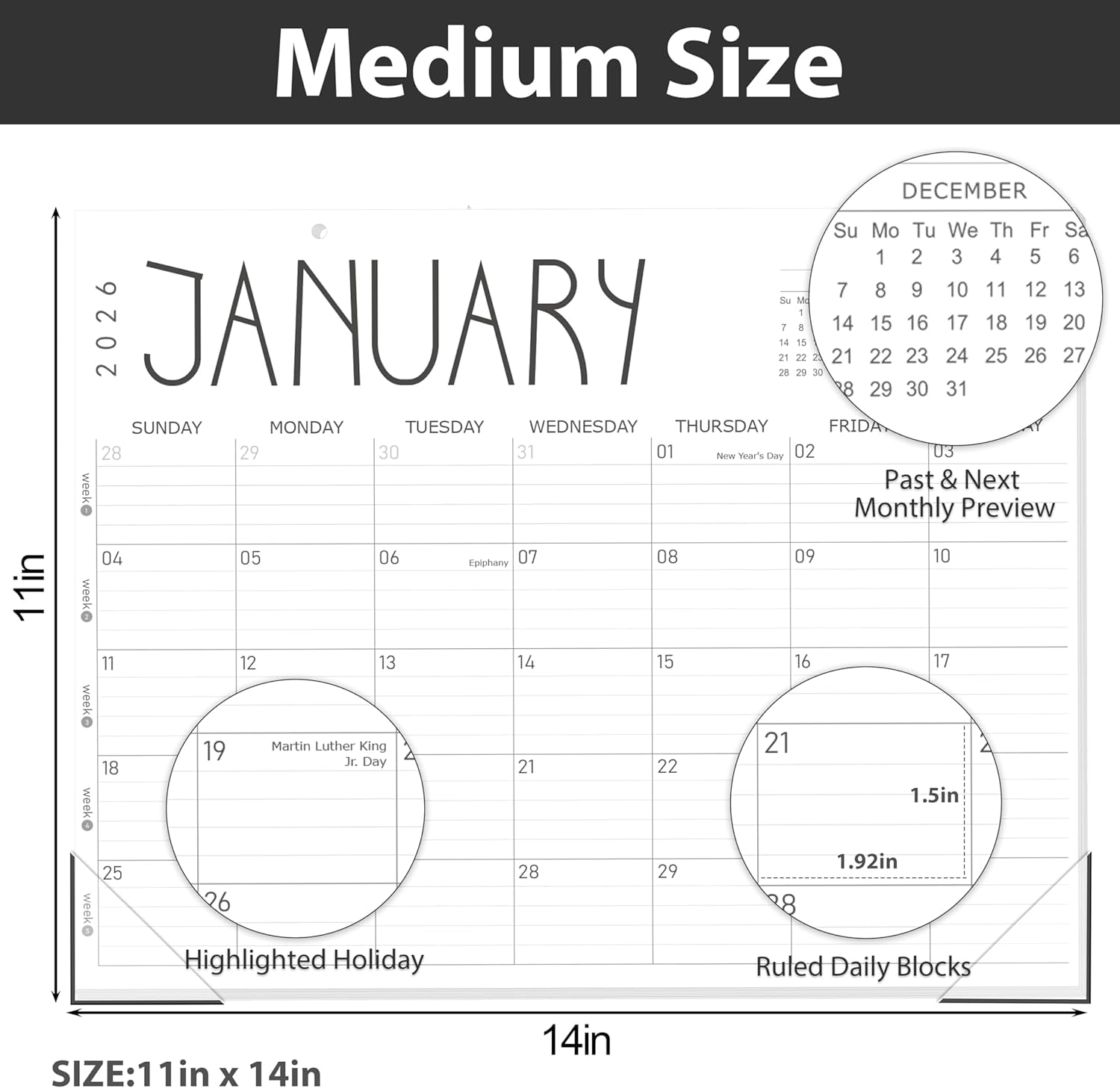 36 Desk Calendar 2026, . 2026 to December. 2028, 14" X 11" ly Planner with Thick Paper for Office Home School Plannin... - Image 2