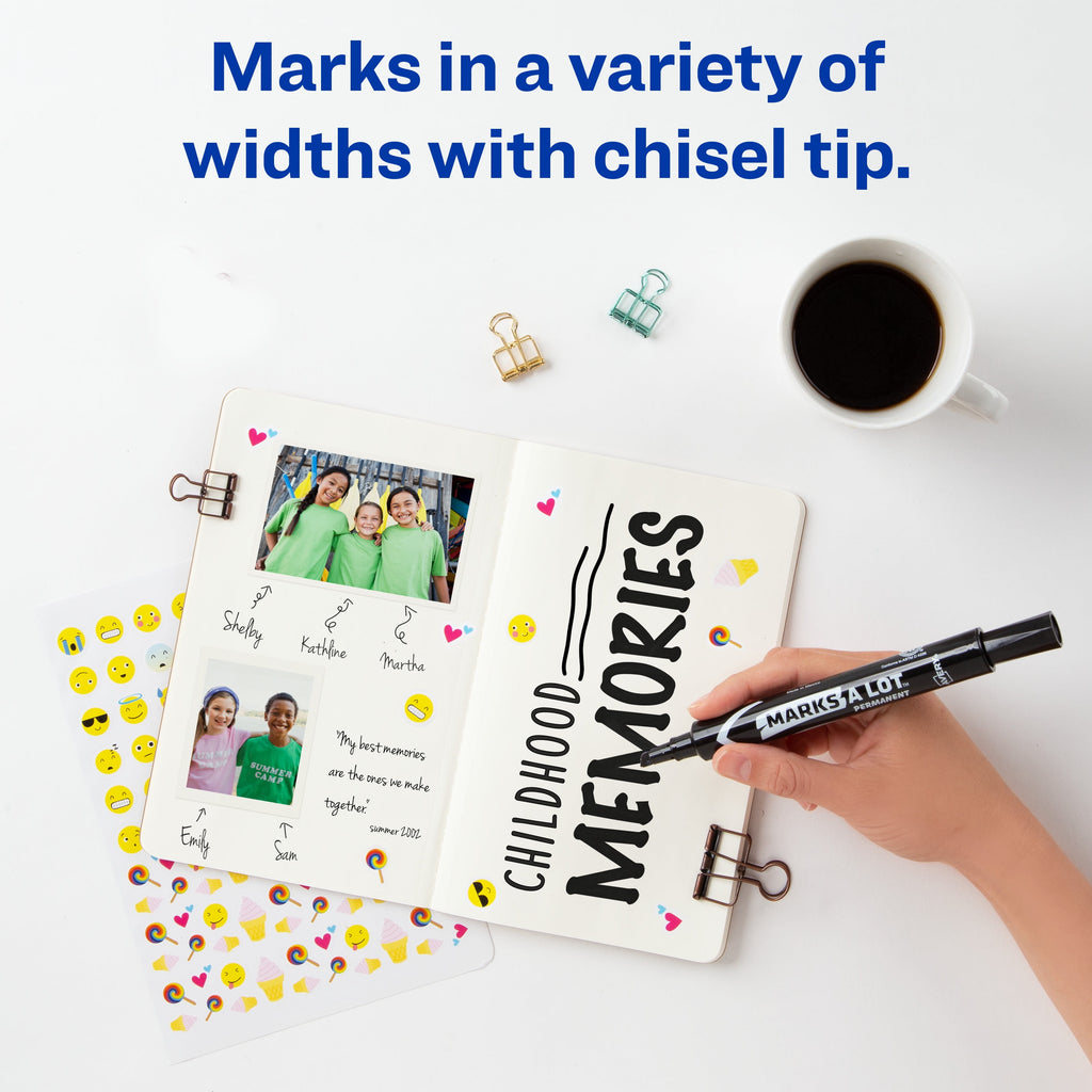 Avery Marks A Lot Permanent Markers, Large Desk-Style, Black, 36/BX - Image 4