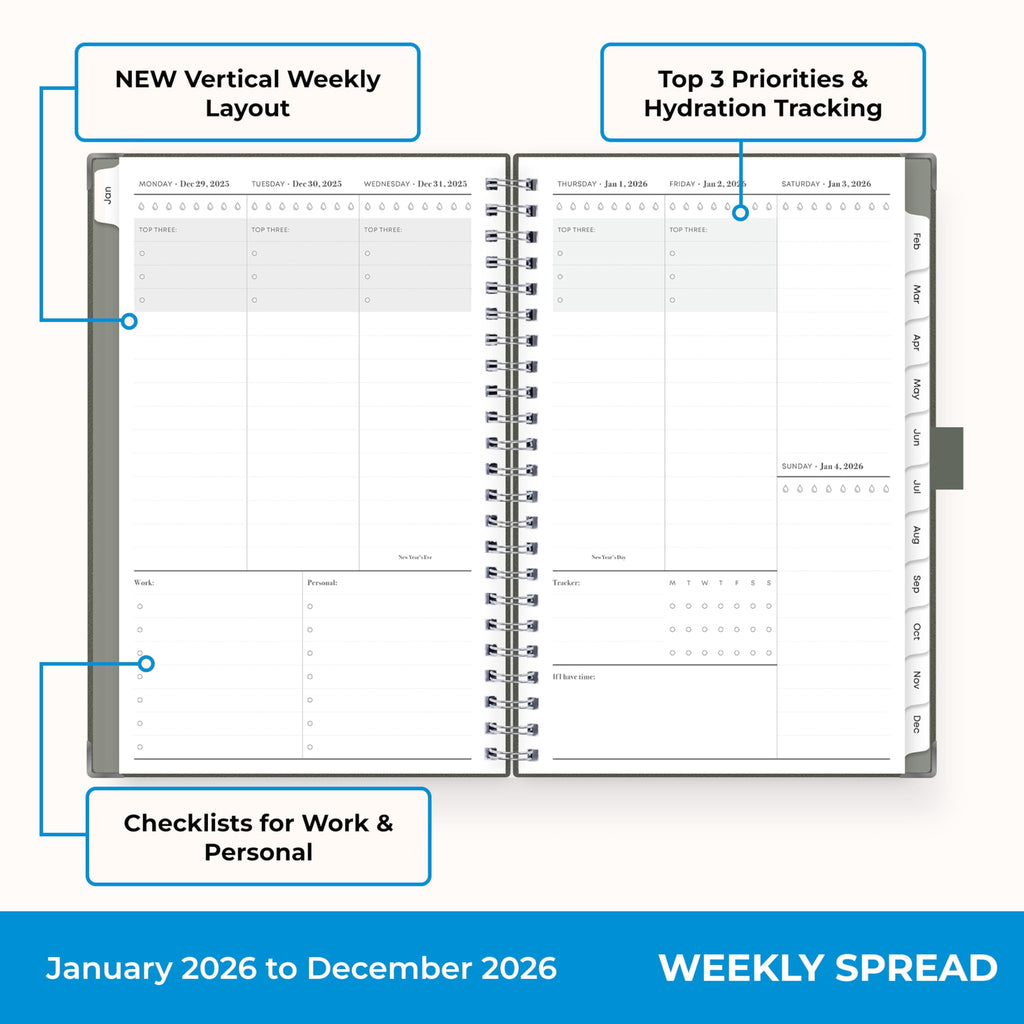 2026 Weekly and Monthly Planner Calendar, January 2026 - December 2026, 5" x 8", Faux Leather Cover, Wirebound, Stora... - Image 3