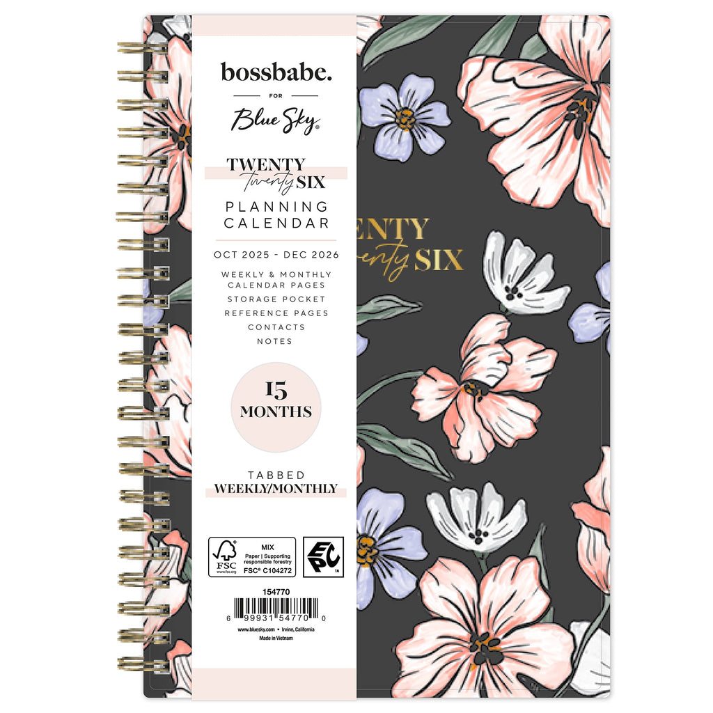 for Monthly Weekly Medium Planner (5" x 8") Maria Dark 15-Month October 2025 - December 2026