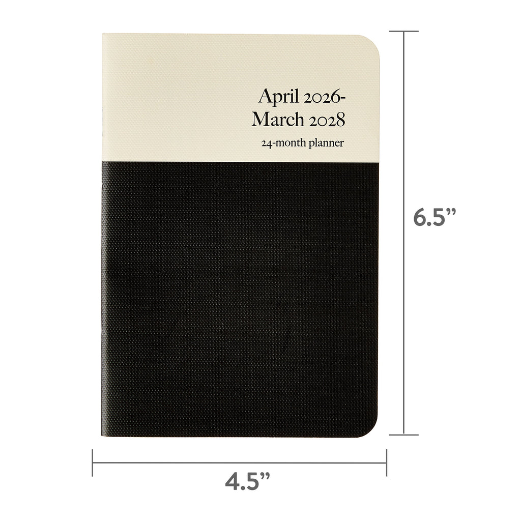 Pen+ Gear Monthly Small (4.5" x 6.5") Two-Tone Papyruse Beige and Black Textured 24 Month Pocket Planner - Image 5