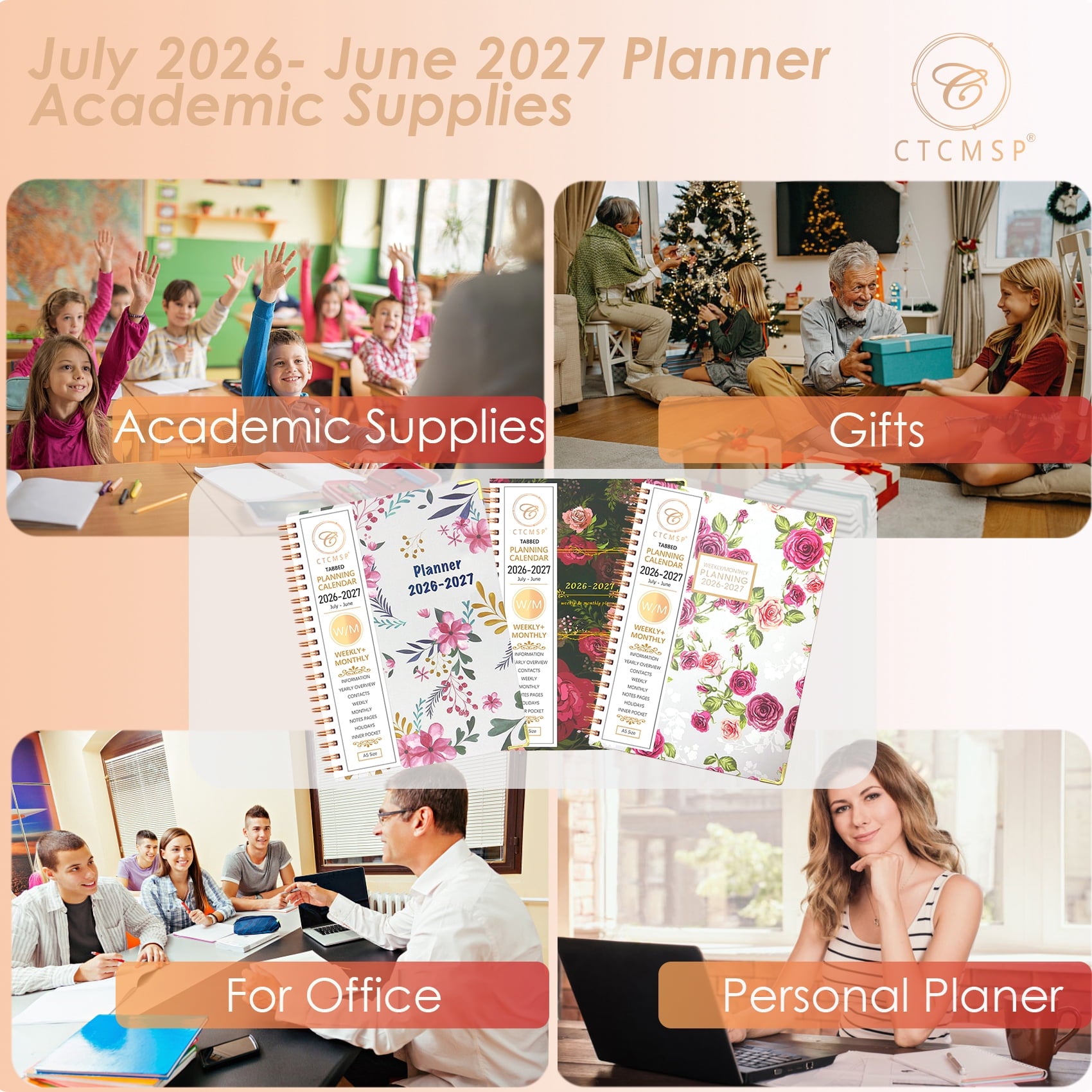 Academic Planner 2026-2027 Calendar Notebook(Jul.2026-Jun.2027,6.3"x8.5") Weekly Monthly Planner for Women Men 2026-2027 Planner Supplies-Fl - Image 6