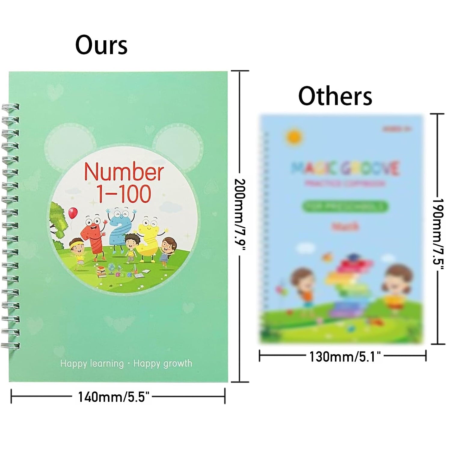 Rizulfey Magic Groove Handwriting Practice Copybook, Reusable A5 Learning Notebook for Kids, 5 Books with 2 Pens - Image 3