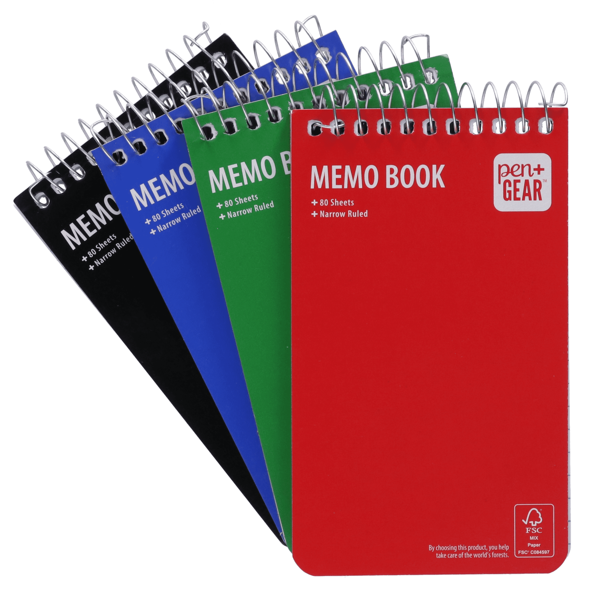 Pen + Gear Spiral Bound Ruled Paper Memo Book, 3 in x 5 in, 4 Pack, 80 Sheets Each, 0 Holes - Image 5