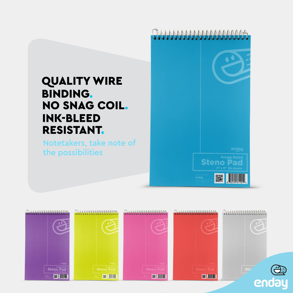 Spiral 6 x 9 inches, Gregg Rule White Paper, 80 Sheets Notebook for writing in Pink, Purple, Green, Blue, Red, Grey, ... - Image 4