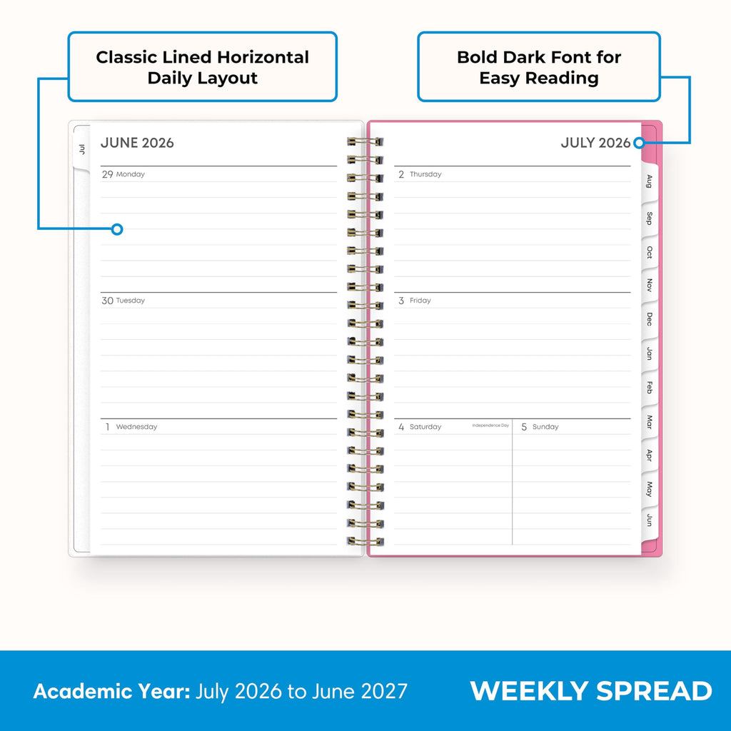 Blue Sky 2026-2027 Weekly and Monthly Academic Year Planner Calendar, July 2026 - June 2027, 5" x 8", Flexible Cover, Wirebound, Laminated T - Image 3
