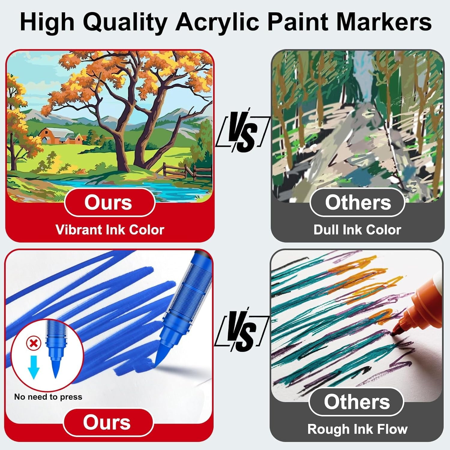 12 Colors Acrylic Paint Markers, Soft Brush Tip Acrylic Paint Pens,Quick-Drying Waterproof Acrylic Markers for Canvas... - Image 5