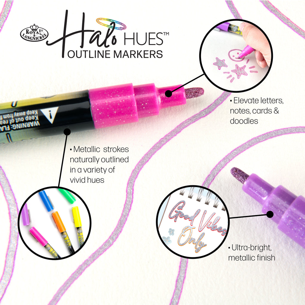 Royal & Langnickel - 6pc 2MM Outline Marker Set, Halo Hues - Image 3
