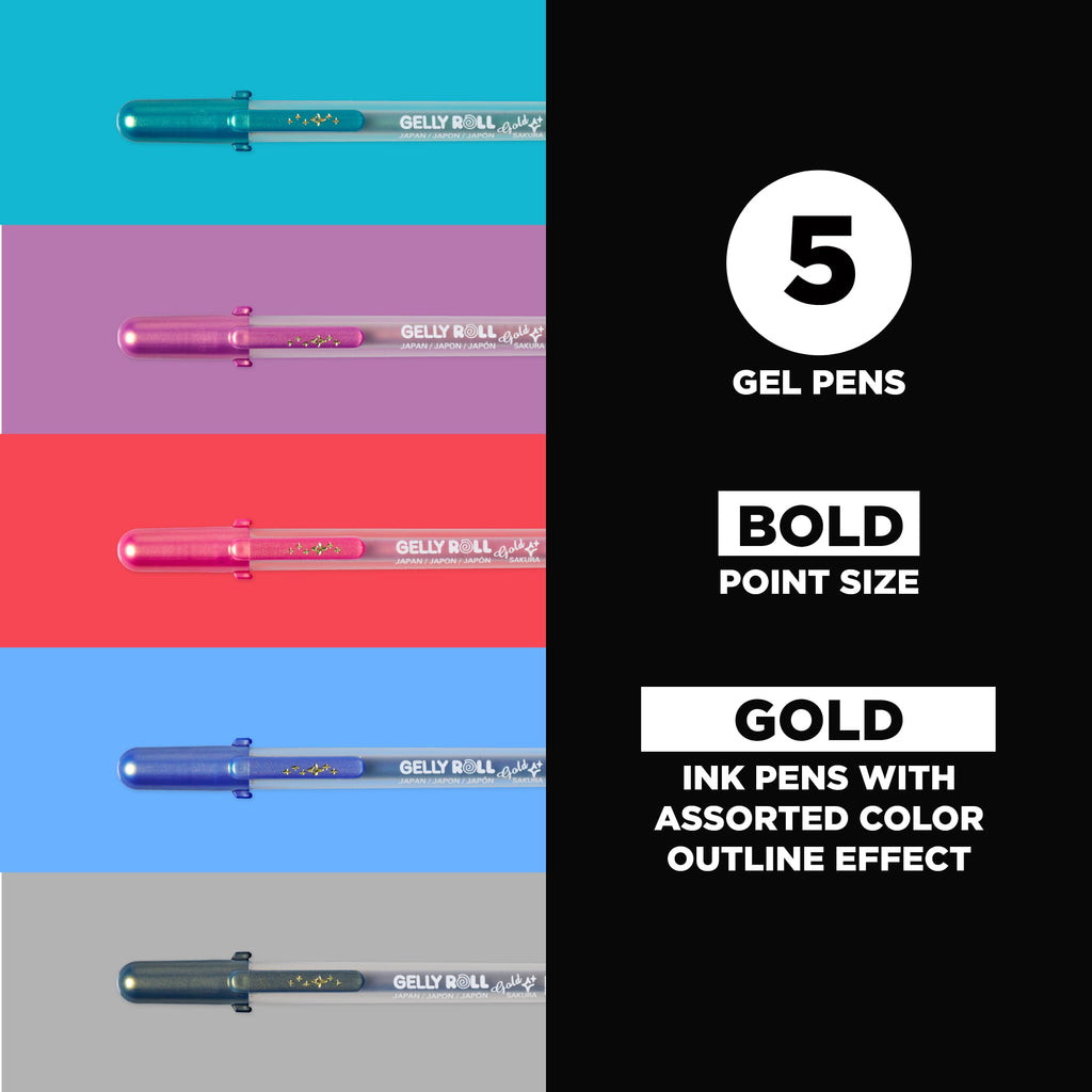 Sakura Gelly Roll Pen Set, 5-Colors, Gold Shadow - Image 2