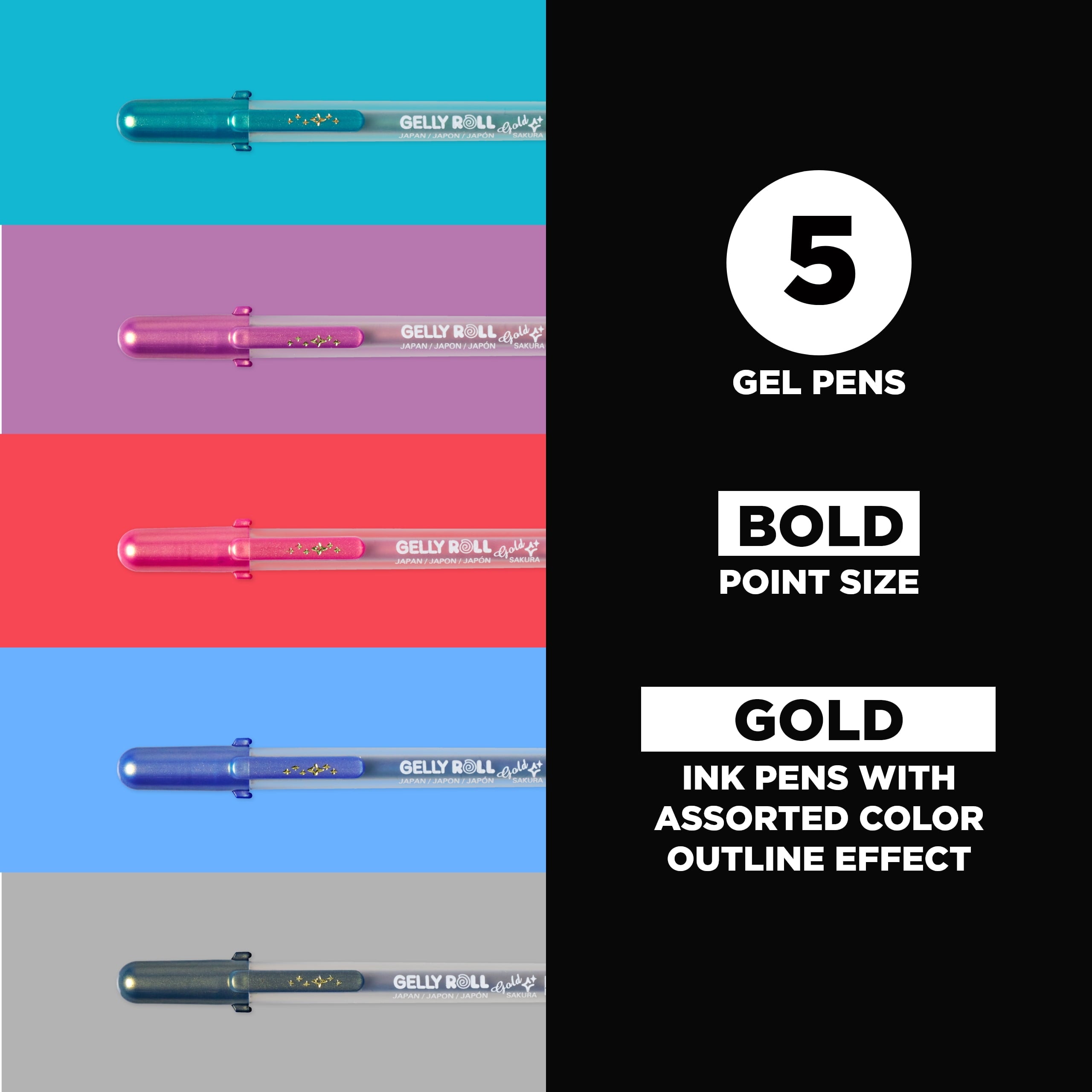 Sakura Gelly Roll Pen Set, 5-Colors, Gold Shadow - Image 2