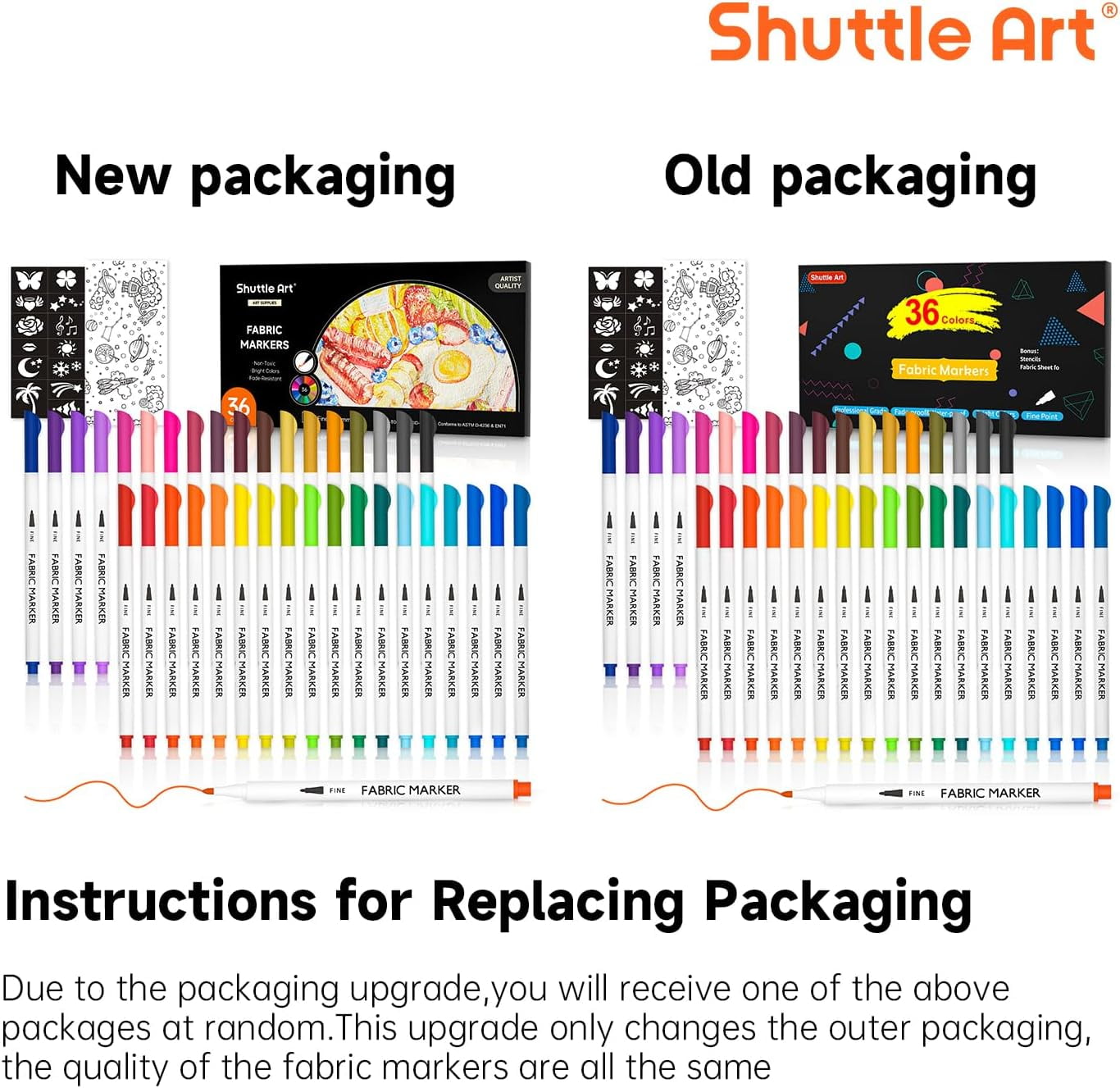 Shuttle Art Non-Toxic Permanent Fabric Markers (36 Colors) - Image 2