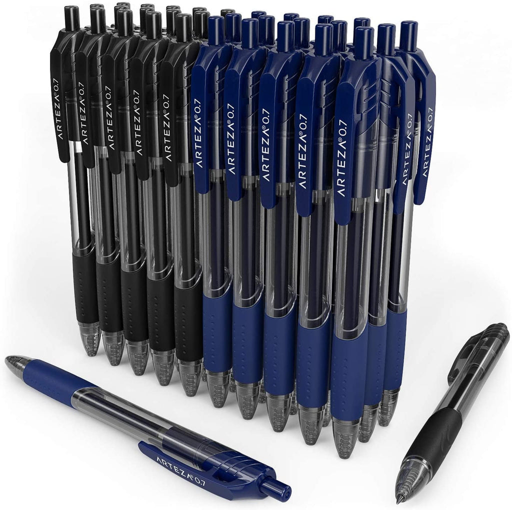 Retractable Gel Ink Pens Set, Black & Blue - Doodle, Draw, Journal - 30 Pack - Image 5