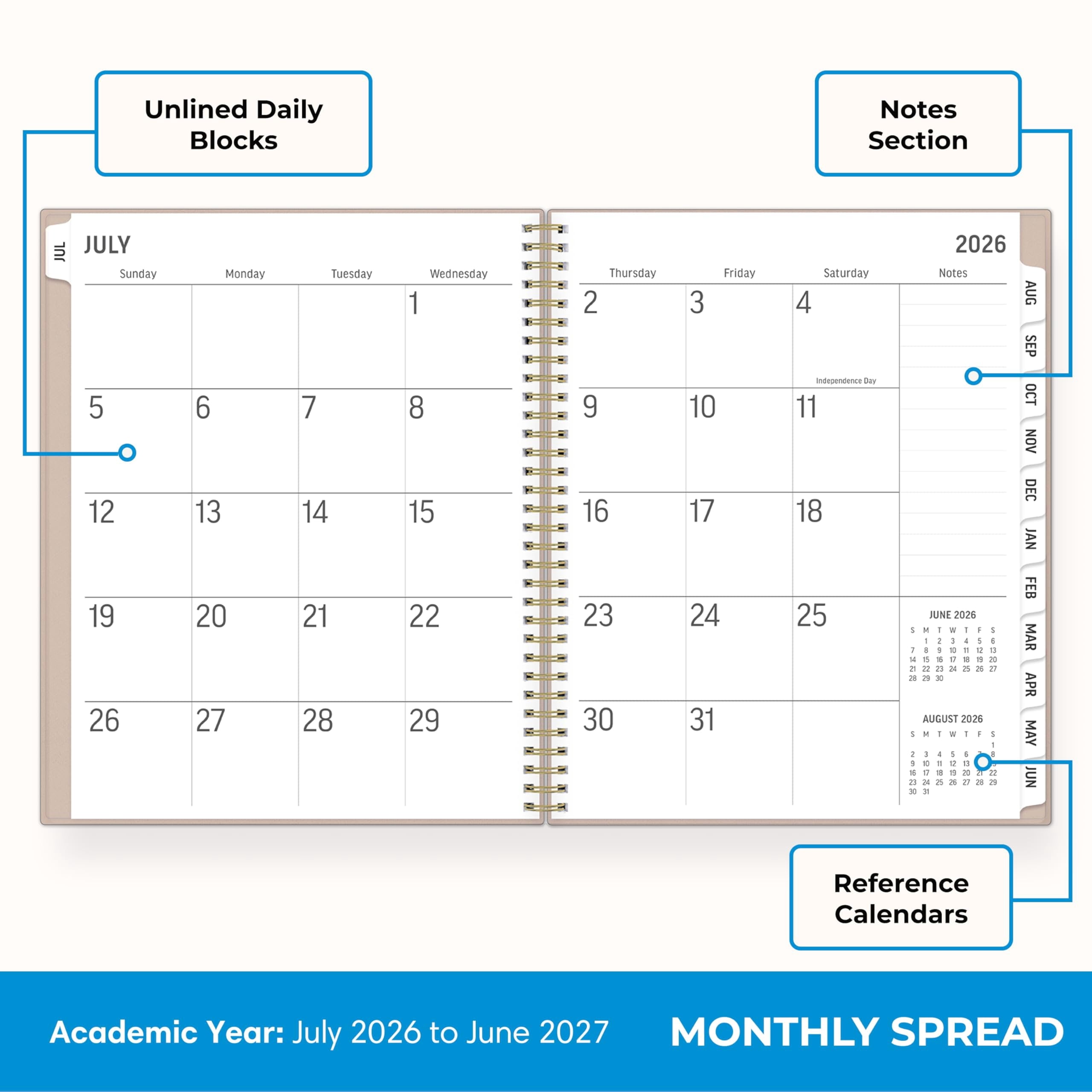Blue Sky 2026-2027 Large Print Weekly and Monthly Academic Year Planner Calendar, July 2026 - June 2027, 8.5" x 11", Flexible Cover, Wirebou - Image 4