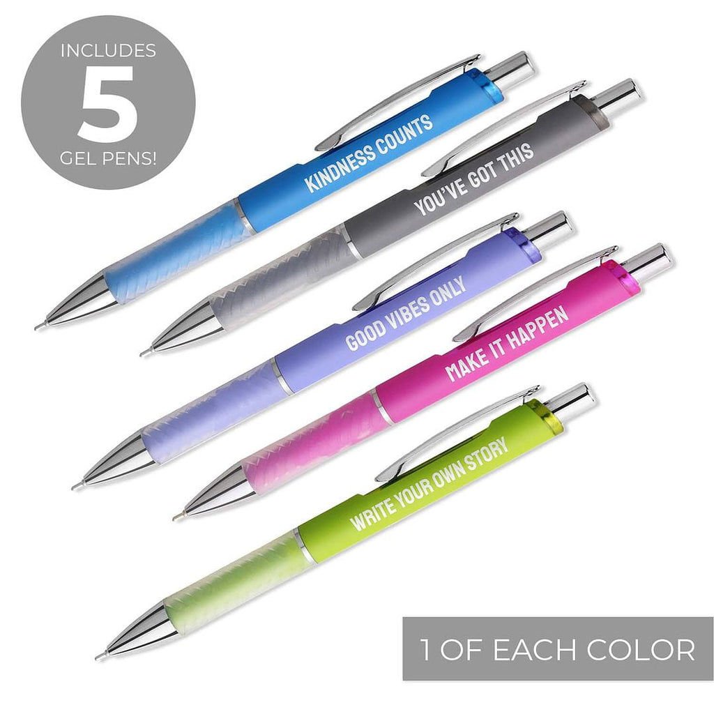 Multi Color Motivational Gel Pen Set / 5 Black Ink Gel Glide Pens / Encouraging Colorful Office Supplies / Teacher Th... - Image 2
