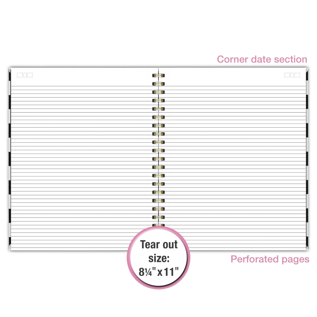 Cambridge Fashion Hardcover Business Notebook, 80 Sheets, 8 1/4" x 11", Black/White Stripe - Image 6