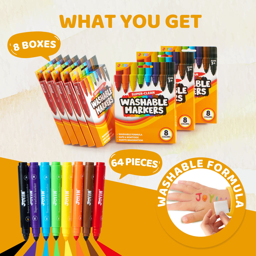 Washable Marker ,64-Count 8 Boxes 8 Color Markers Set Bulk,For Classroom, Preschool Activities, Art Projects,Birthday... - Image 2