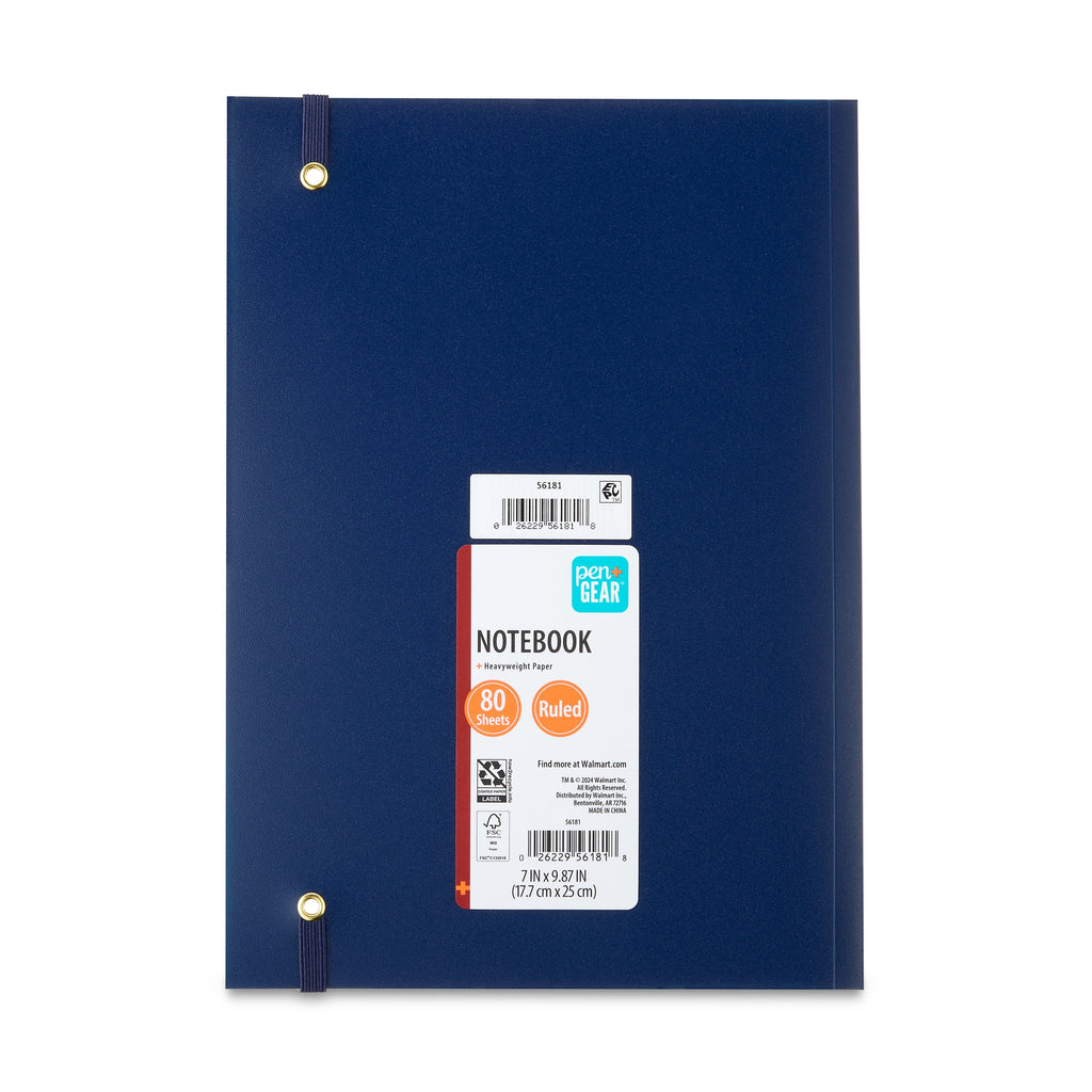 Pen+Gear Poly Notebook, Blue, 7" x 9.87", 80 Ruled Pages - Image 3
