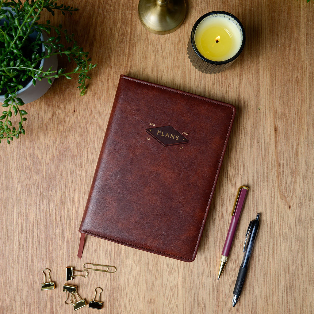 Think Ink 15 Month Weekly Leatherette 6.5" x 9" Brown April 2026 - June 2027 Planner - Image 2