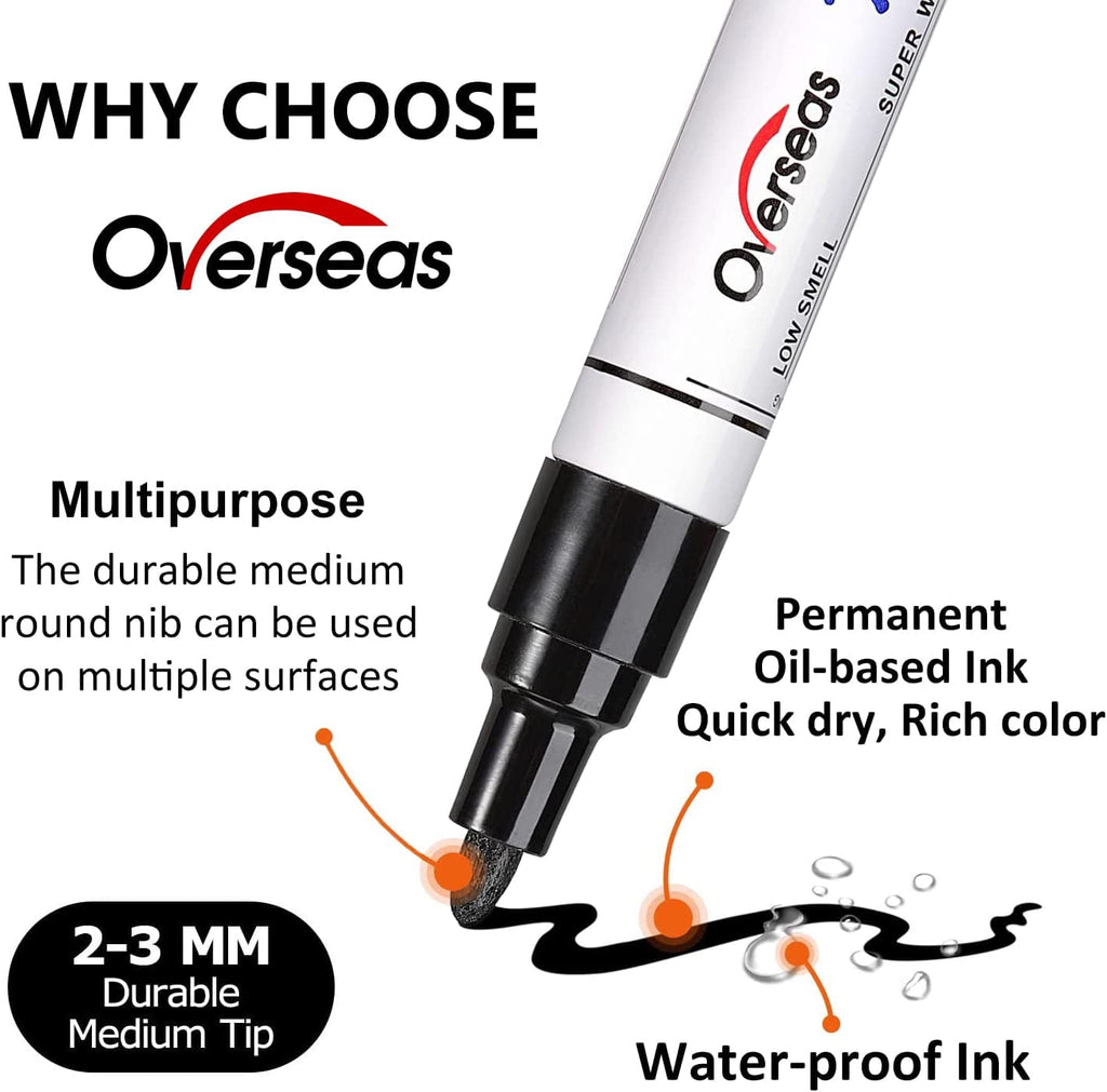 Permanent Paint Markers Pens - 3 Pack Gold Oil Based Paint Pens, Medium Tip, Quick Drying and Waterproof Marker Pen f... - Image 2