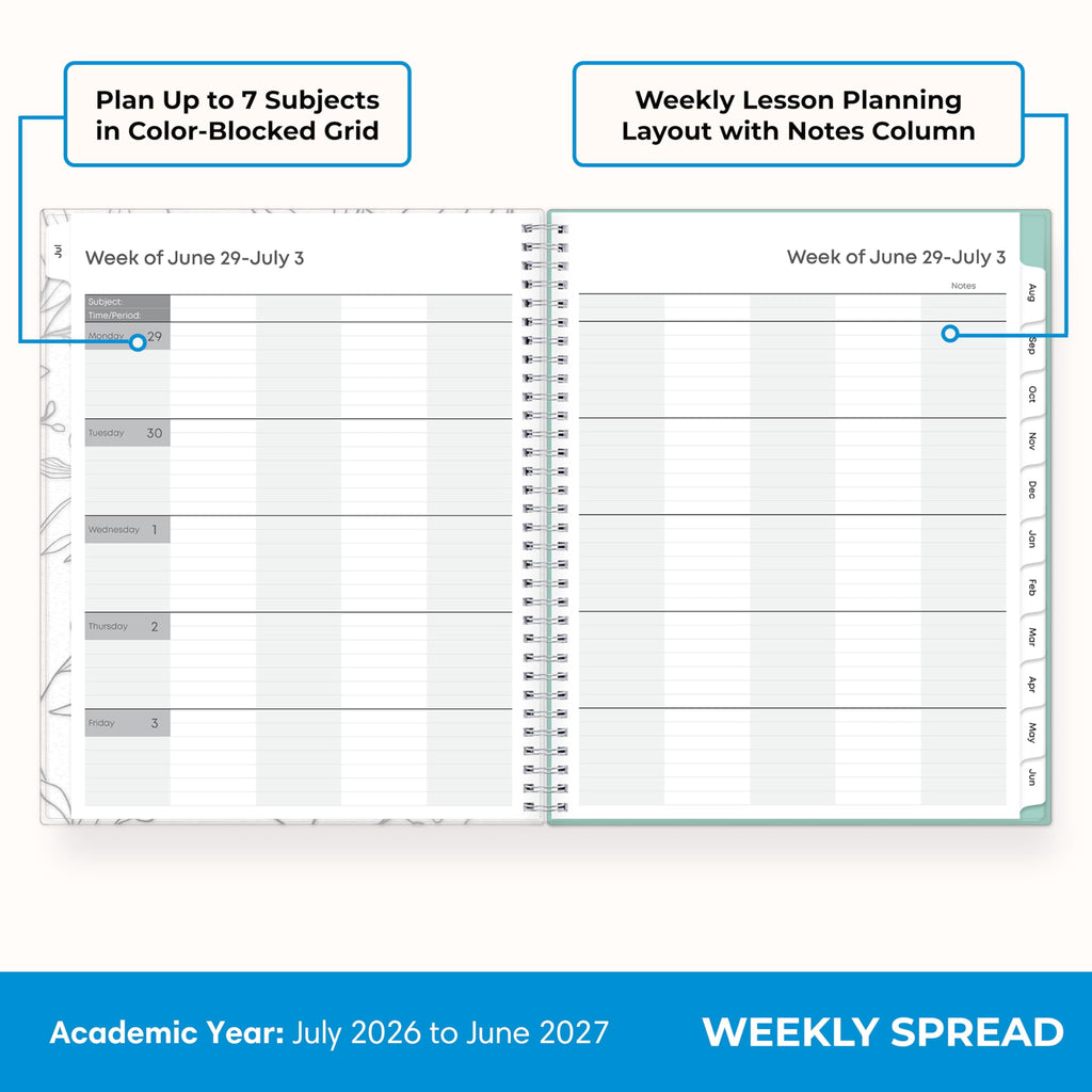 2026-2027 Weekly and Monthly Academic Year Teacher Lesson Planner Calendar, July 2026 - June 2027, 8.5" x 11", Flexib... - Image 3