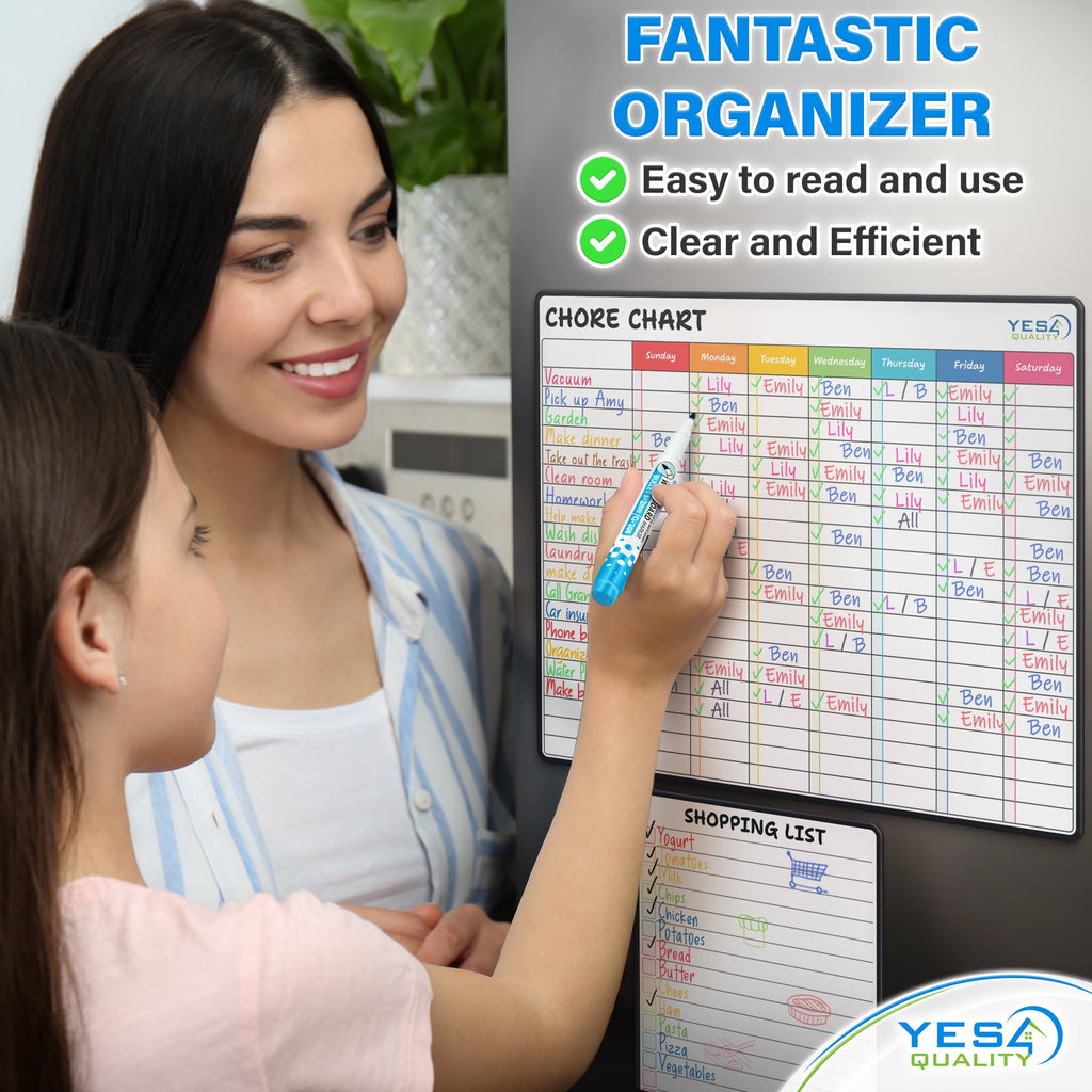 Magnetic Chore Chart, 11"x14" Weekly Planner & 6.5"x8.5" Shopping List W/ Markers & Eraser - Image 3