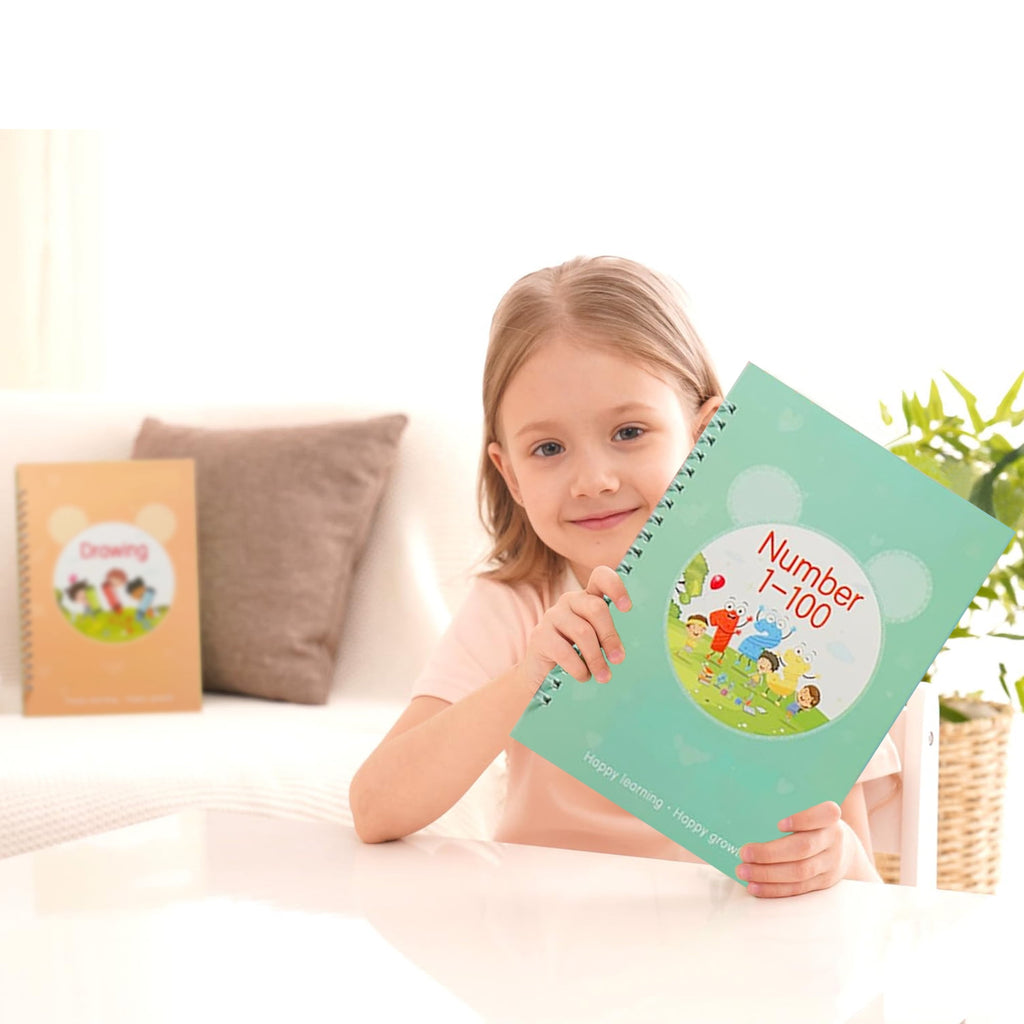 Rizulfey Magic Groove Handwriting Practice Copybook, Reusable A5 Learning Notebook for Kids, 5 Books with 2 Pens - Image 5