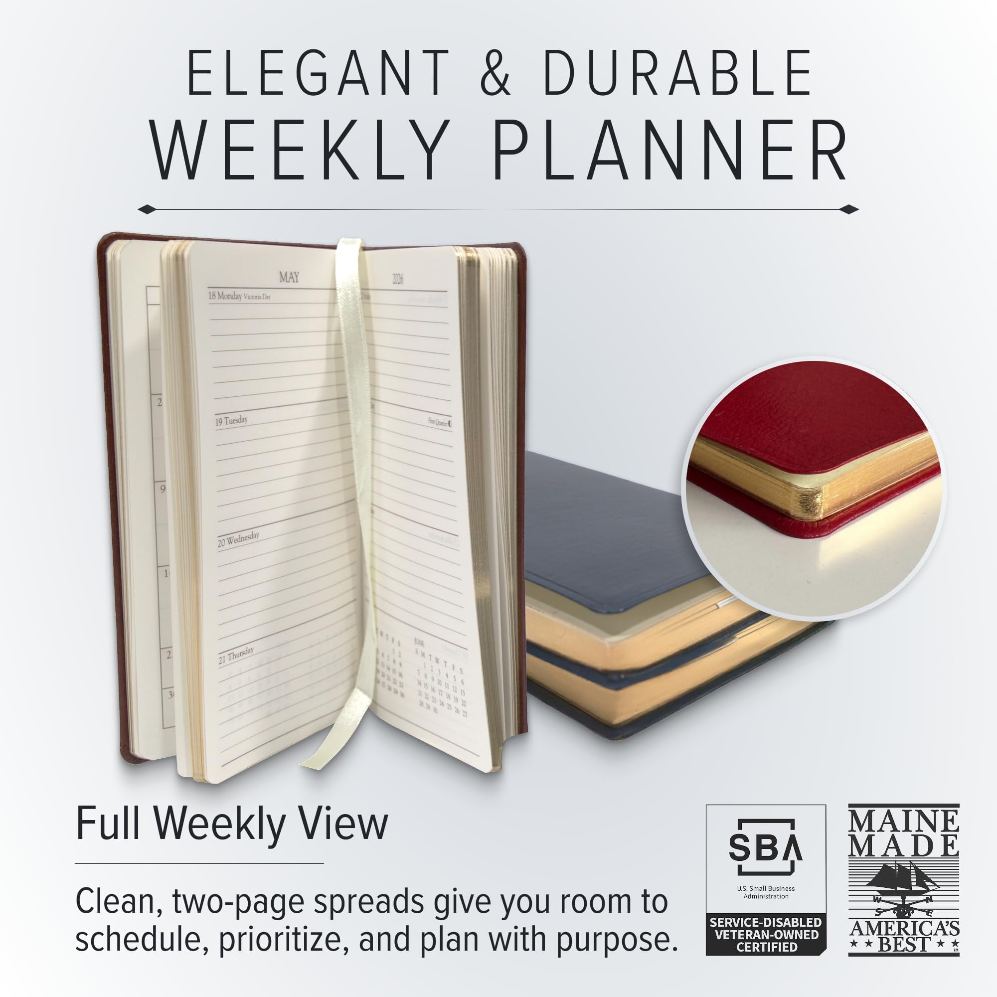 Pocket Weekly Monthly Planner 2026, Elegantly Bound Calendar Planner and Notebook with Stylish Gold-Gilded Page Edges... - Image 2