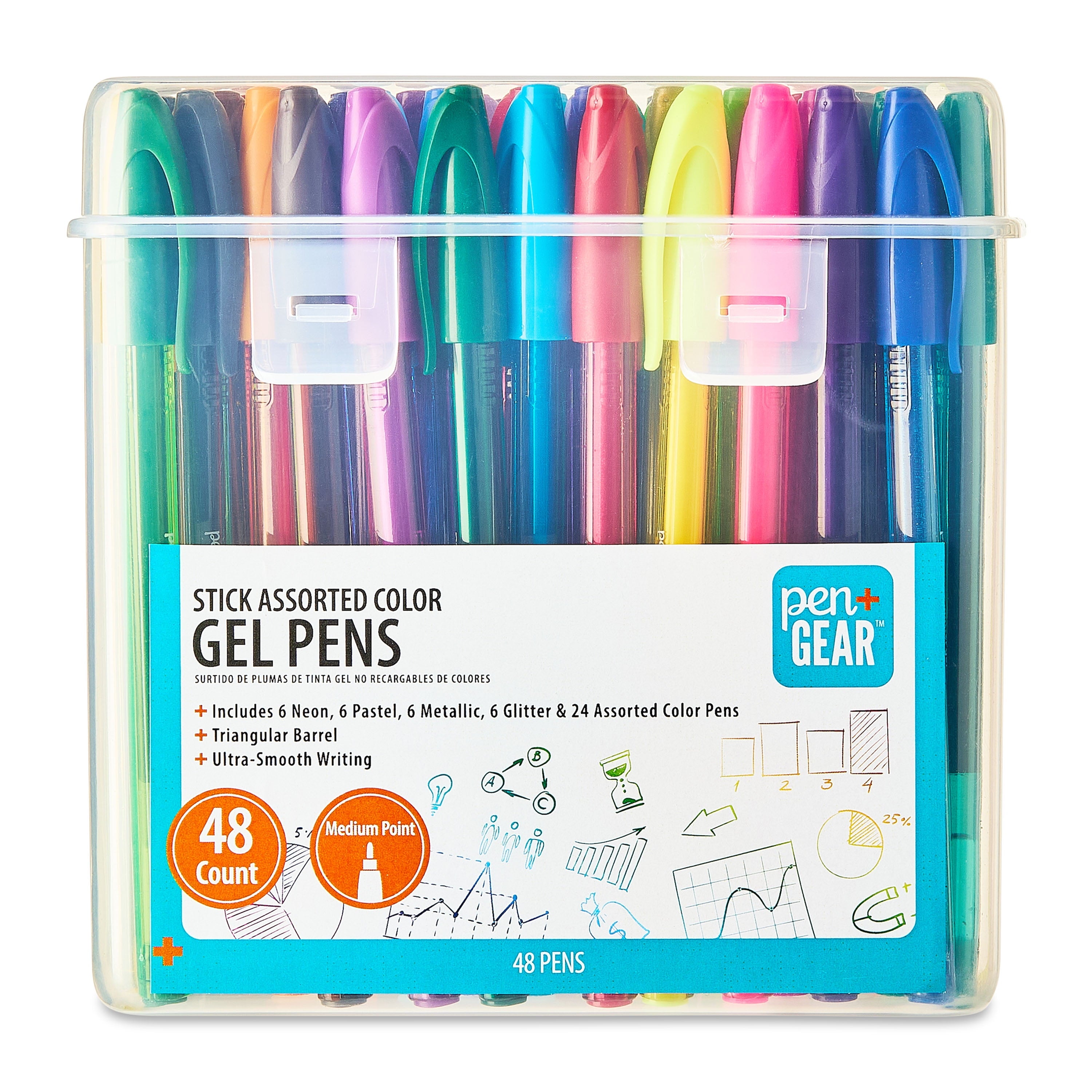 Pen+Gear Gel Stick Pens, Medium Point, 0.7 mm, Assorted Colors, 48-count, 192511 - Image 6