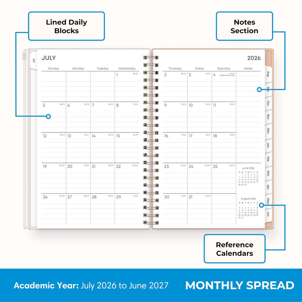 Blue Sky 2026-2027 Weekly and Monthly Academic Year Planner Calendar, July 2026 - June 2027, 5" x 8", Flexible Cover With Zip Pouch, Wirebou - Image 4