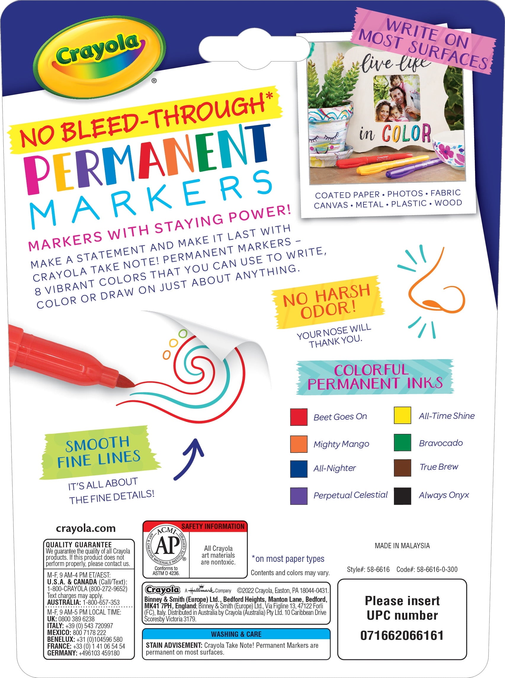Take Note Permanent Markers, 8 Count Assorted Colors - Image 2