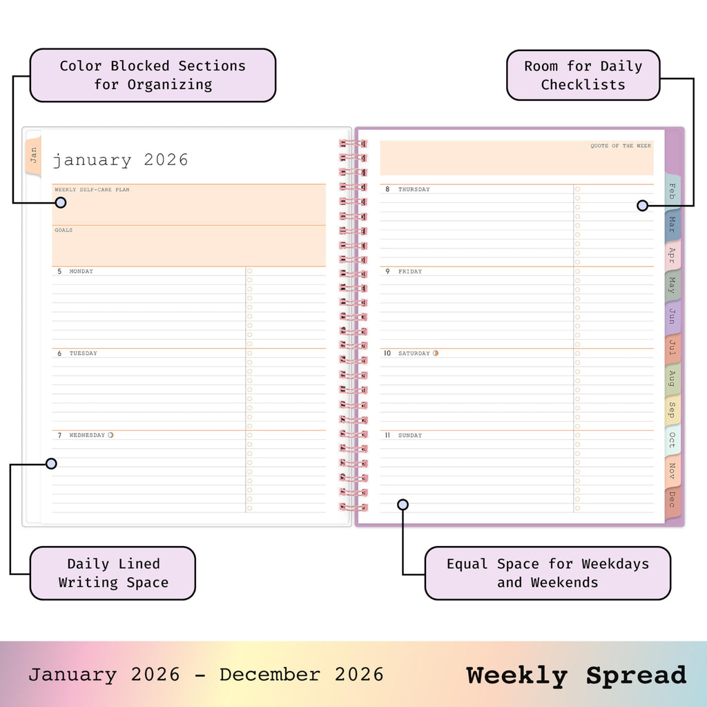 2026 Weekly and Monthly Planner Calendar, January 2026 - December 2026, 7" x 9", Flexible Cover, Durable Twin Wire Bi... - Image 3