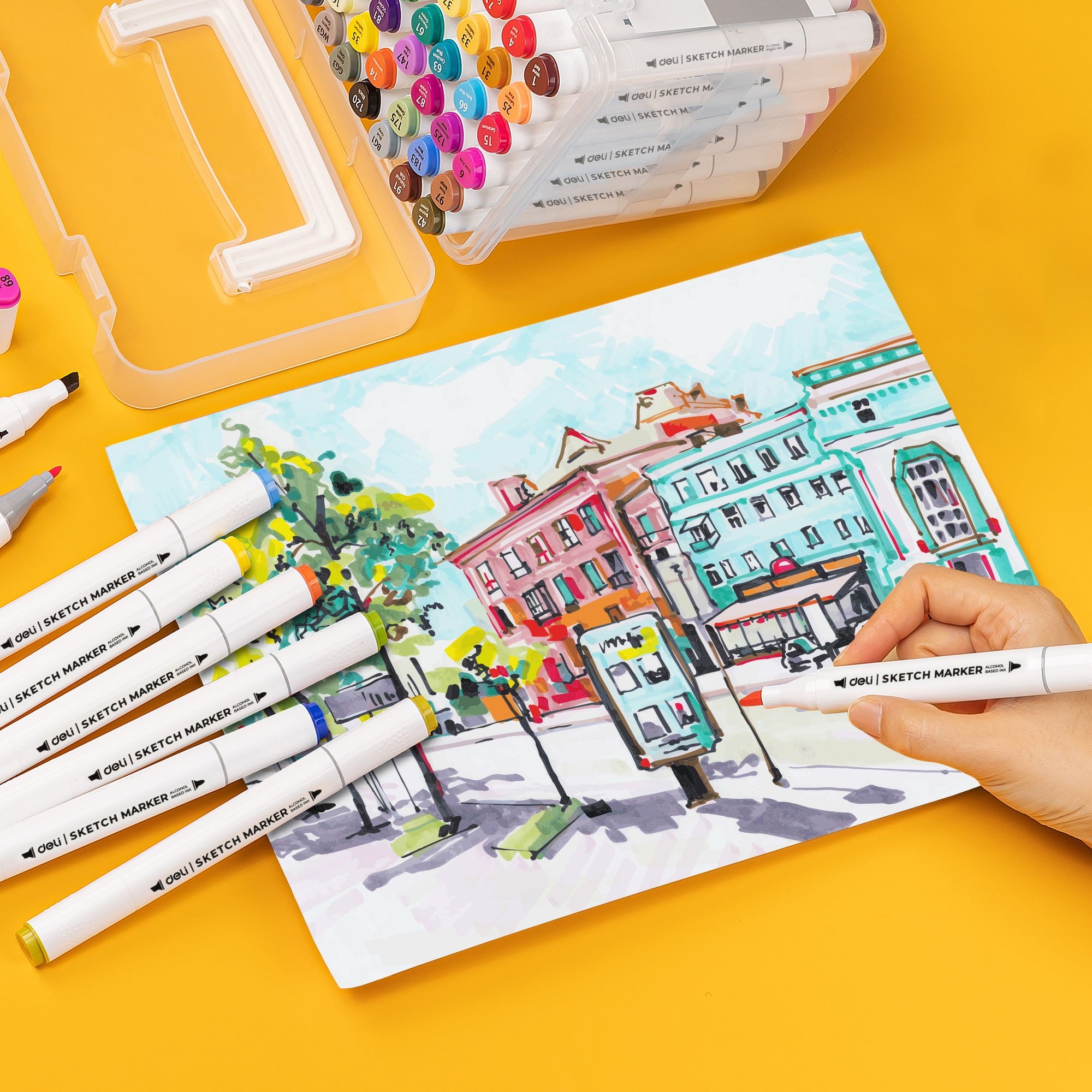 60 Colors Dual Tip Permanent Markers, Art Alcohol Markers Set Art Supplies with Storage Box - Image 4