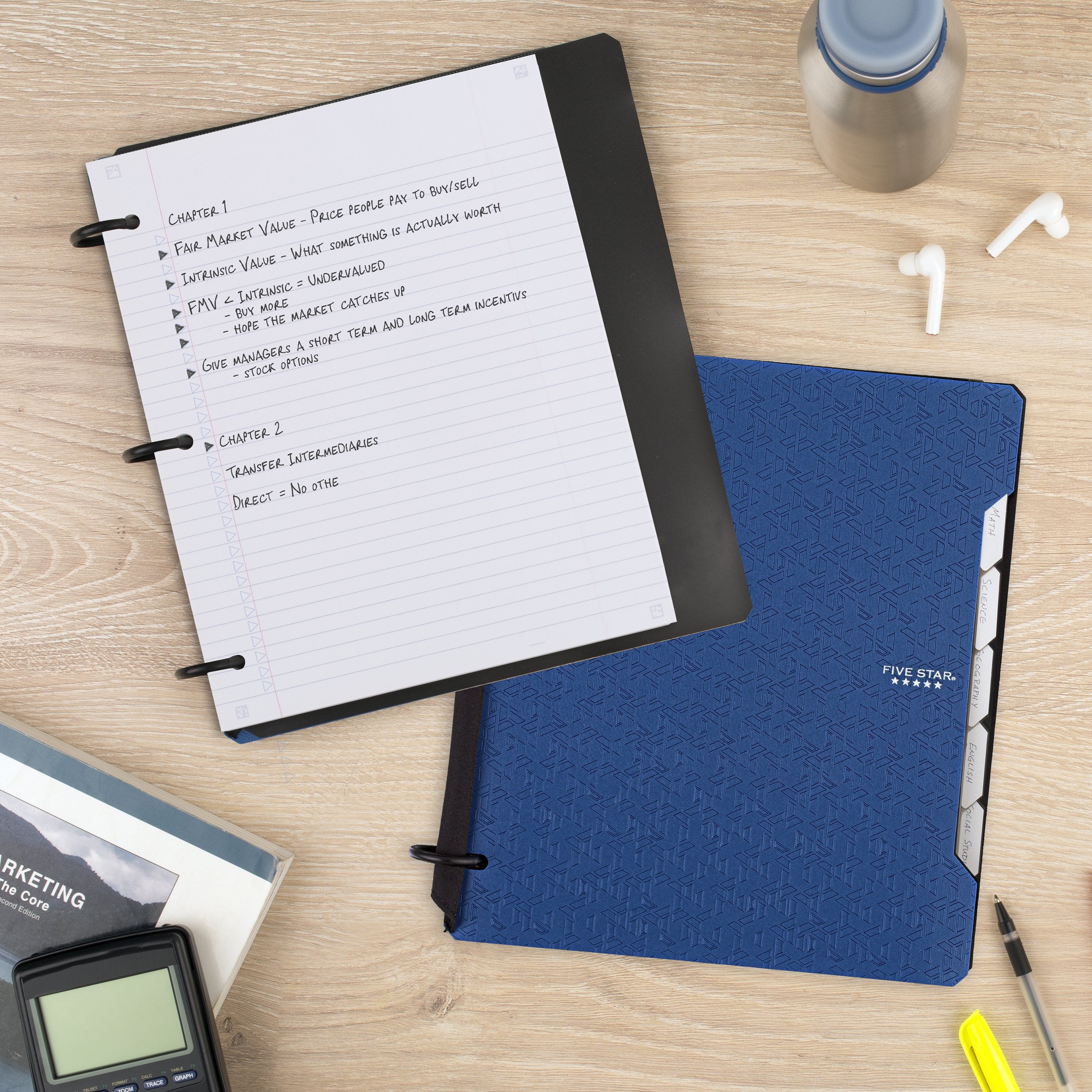 Five Star Flex Refillable College Ruled Notebook Plus Study App, 1", Pacific Blue, Plastic, 3 Ring, 60 Sheets - Image 6