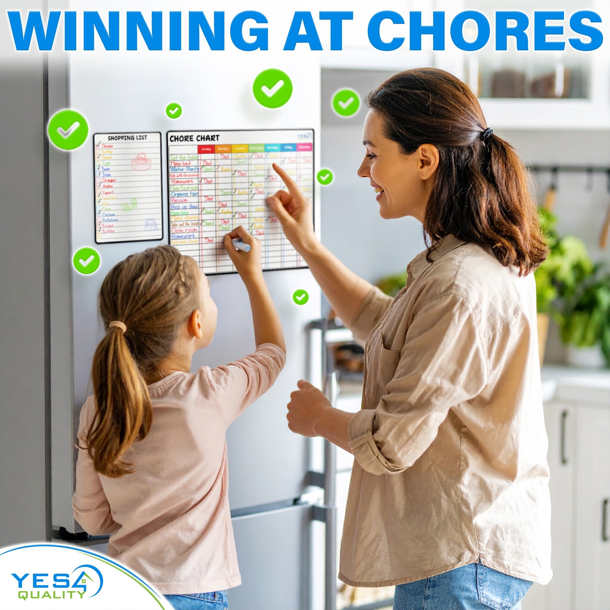 Magnetic Chore Chart, 11"x14" Weekly Planner & 6.5"x8.5" Shopping List W/ Markers & Eraser - Image 6