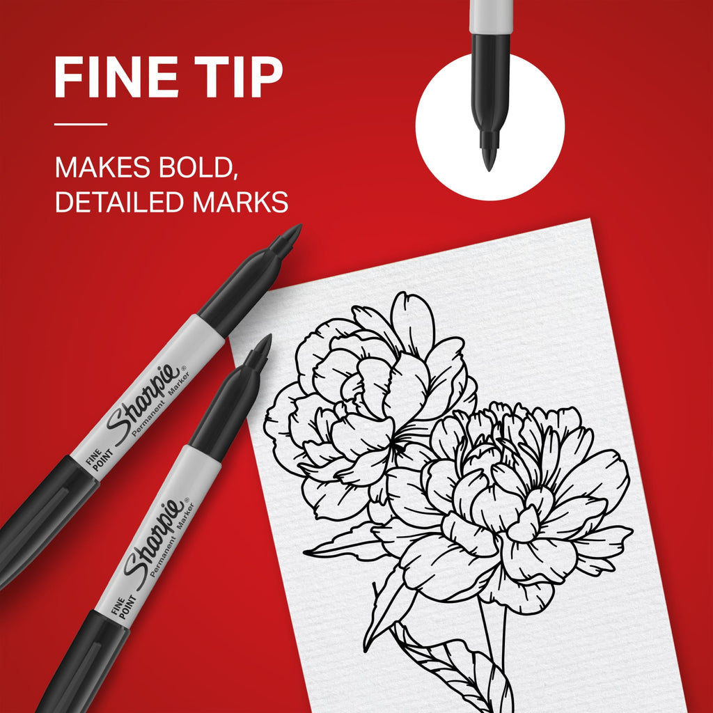 (3 pack) Permanent Markers, Fine Point, Black, 12 Count - Image 4