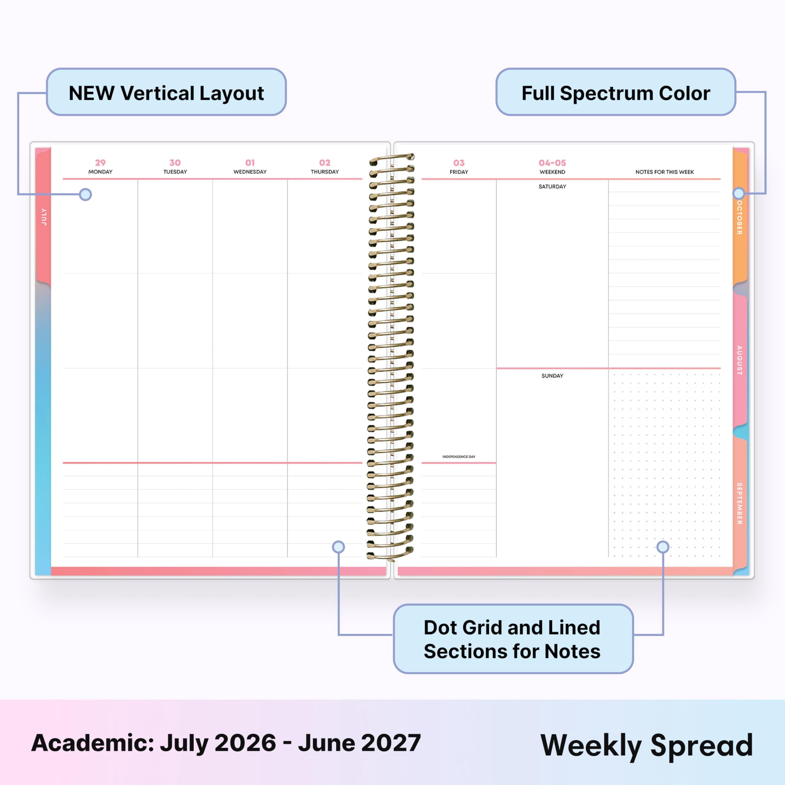 Blue Sky Livewell 2026-2027 Weekly and Monthly Academic Year Planner Calendar, July 2026 - June 2027, 7" x 9", Flexible Cover, Wirebound, Co - Image 4