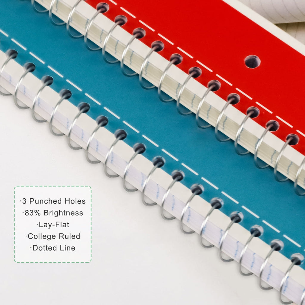 Spiral Notebook, 1 Subject Notebook College Ruled, 70 Sheets, 8" x 10-1/2", 3 Hole Punched,Spiral Lined Notebooks,6 Pack - Image 5