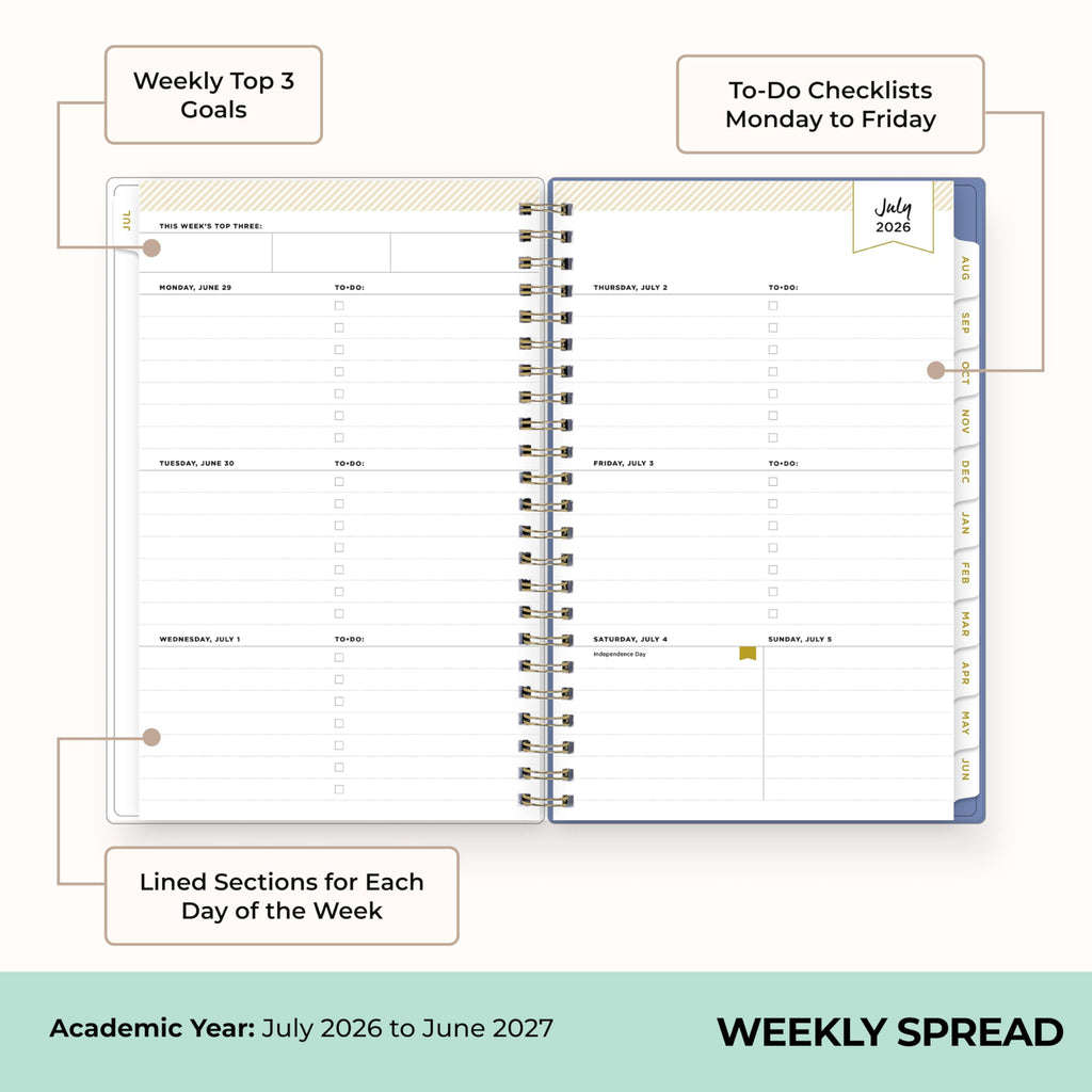Blue Sky Day Designer 2026-2027 Weekly and Monthly Academic Year Planner Calendar, July 2026 - June 2027, 5" x 8", Clear Pocket Cover, Stora - Image 3
